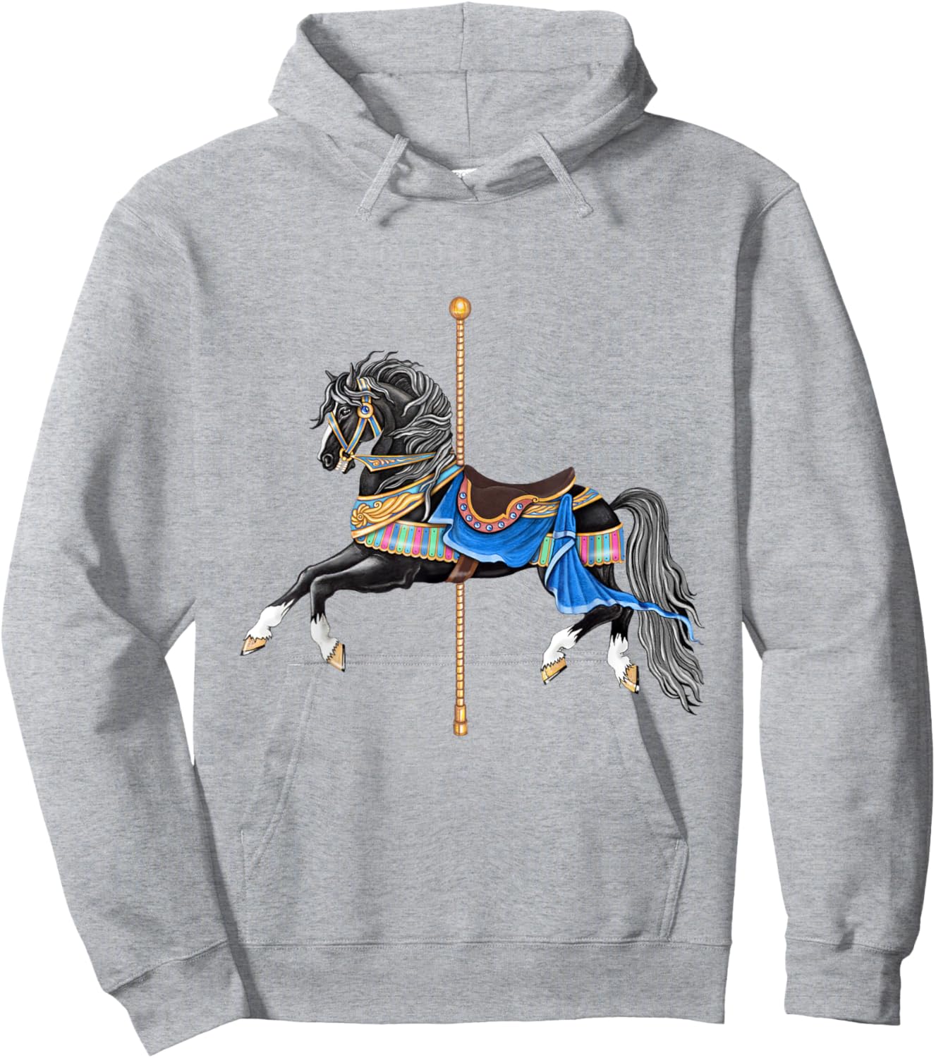 Black Stallion Carousel Horse Hoodie - Hoodie | Ash