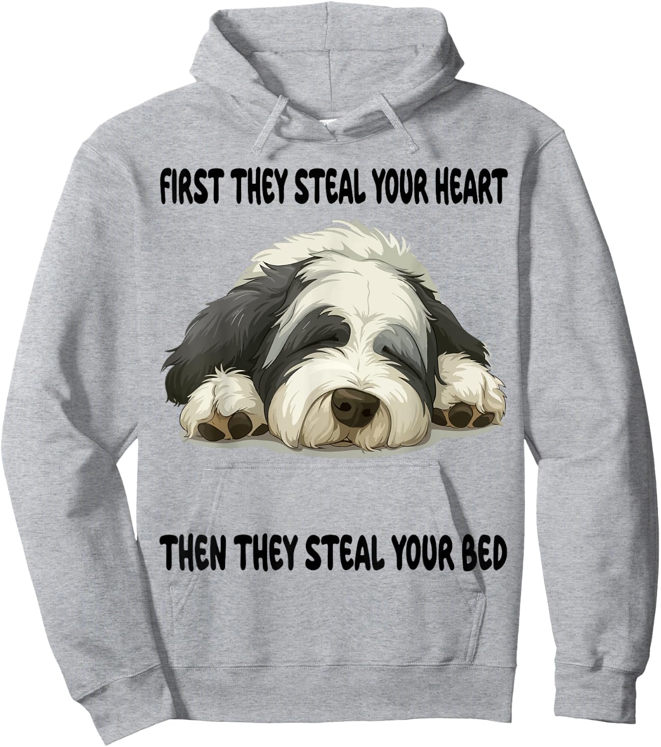 Old English Sheepdog Sleeping Pajamas Nightgown Women Kids Hoodie - Hoodie | Ash