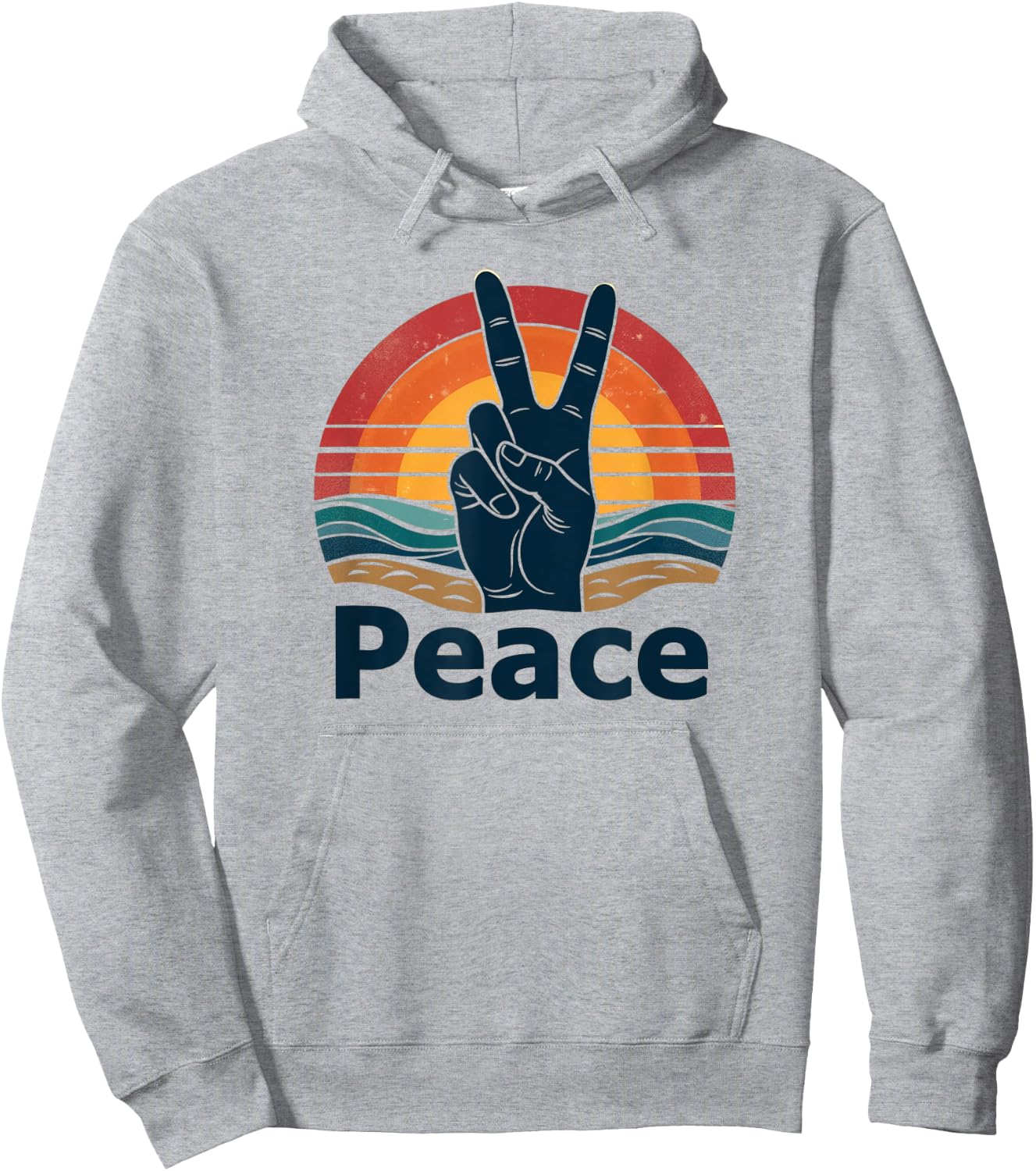 Retro Peace Sign Vintage 70s Hippie Sunrise Bohemian Peace Hoodie - Hoodie | Ash