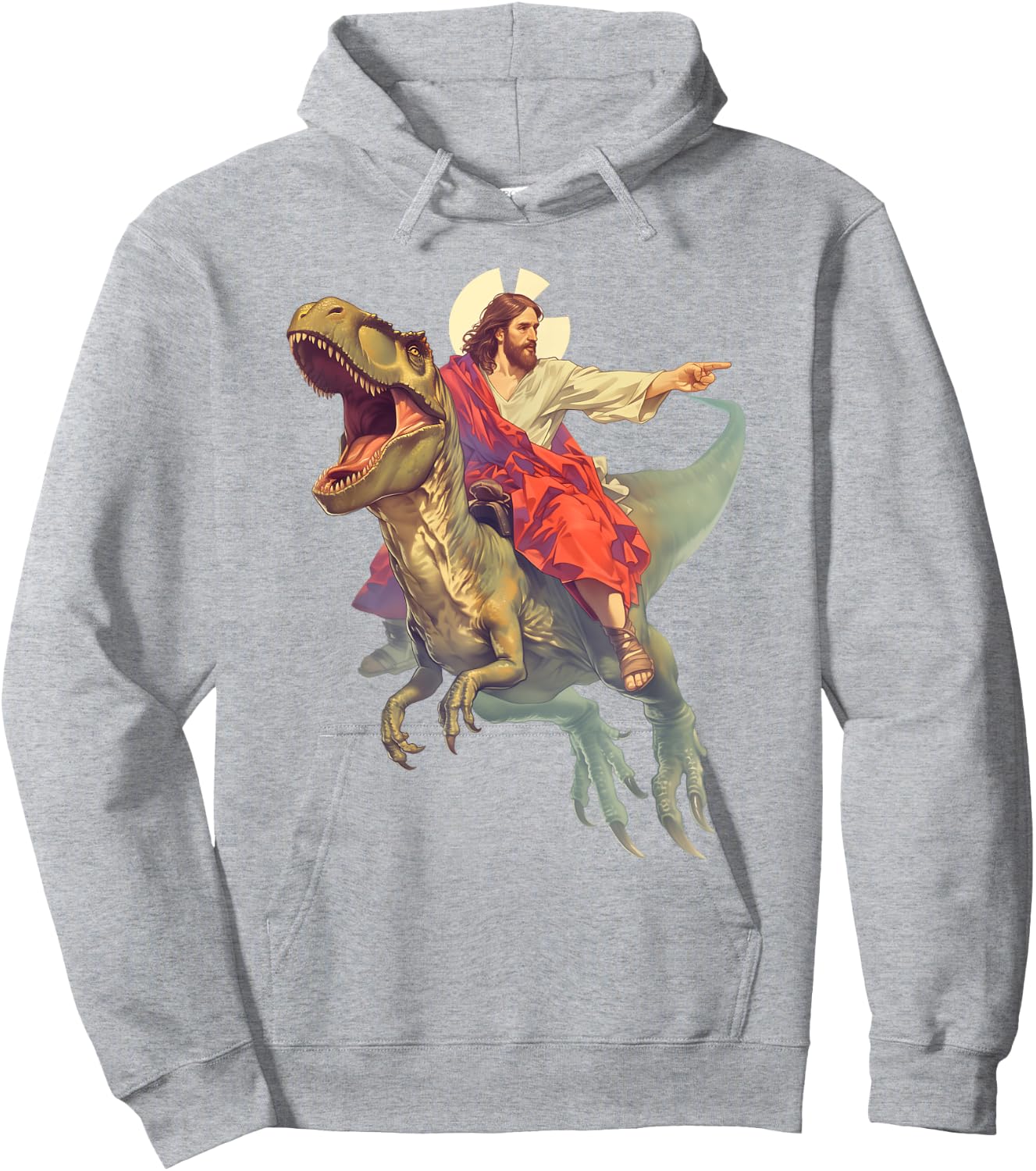 Jesus on Dinosaur | Funny Meme Oddly Specific Weird Ironic Hoodie - Hoodie | Ash