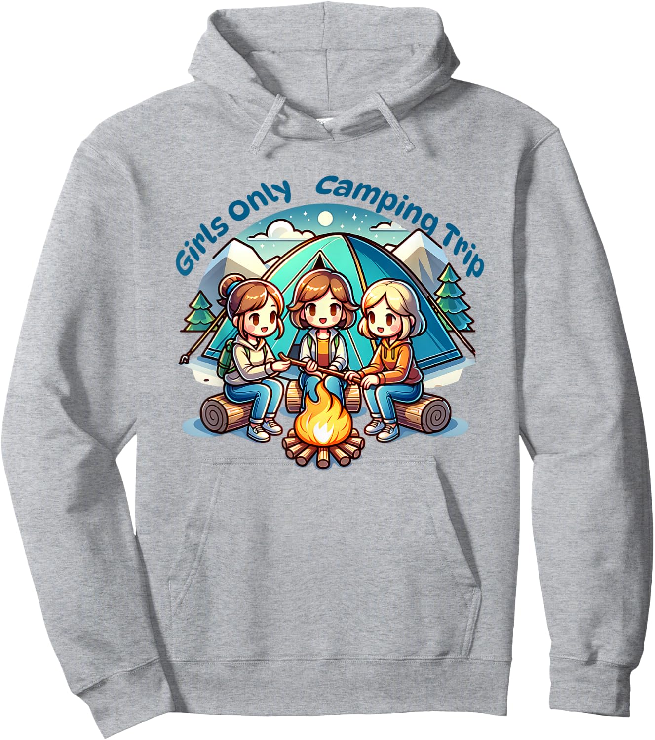 Girls Only Camping Trip Besties Camp Hoodie - Hoodie | Ash