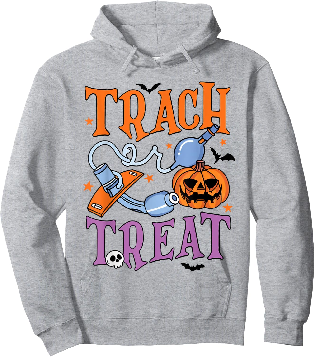 Trach Or Treat Er Nurse Halloween Respiratory Therapist Hoodie - Hoodie | Ash
