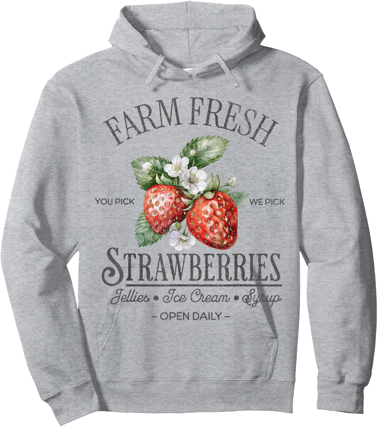 Farm Fresh Strawberries Vintage Strawberry Farmers Farm Hoodie - Hoodie | Ash
