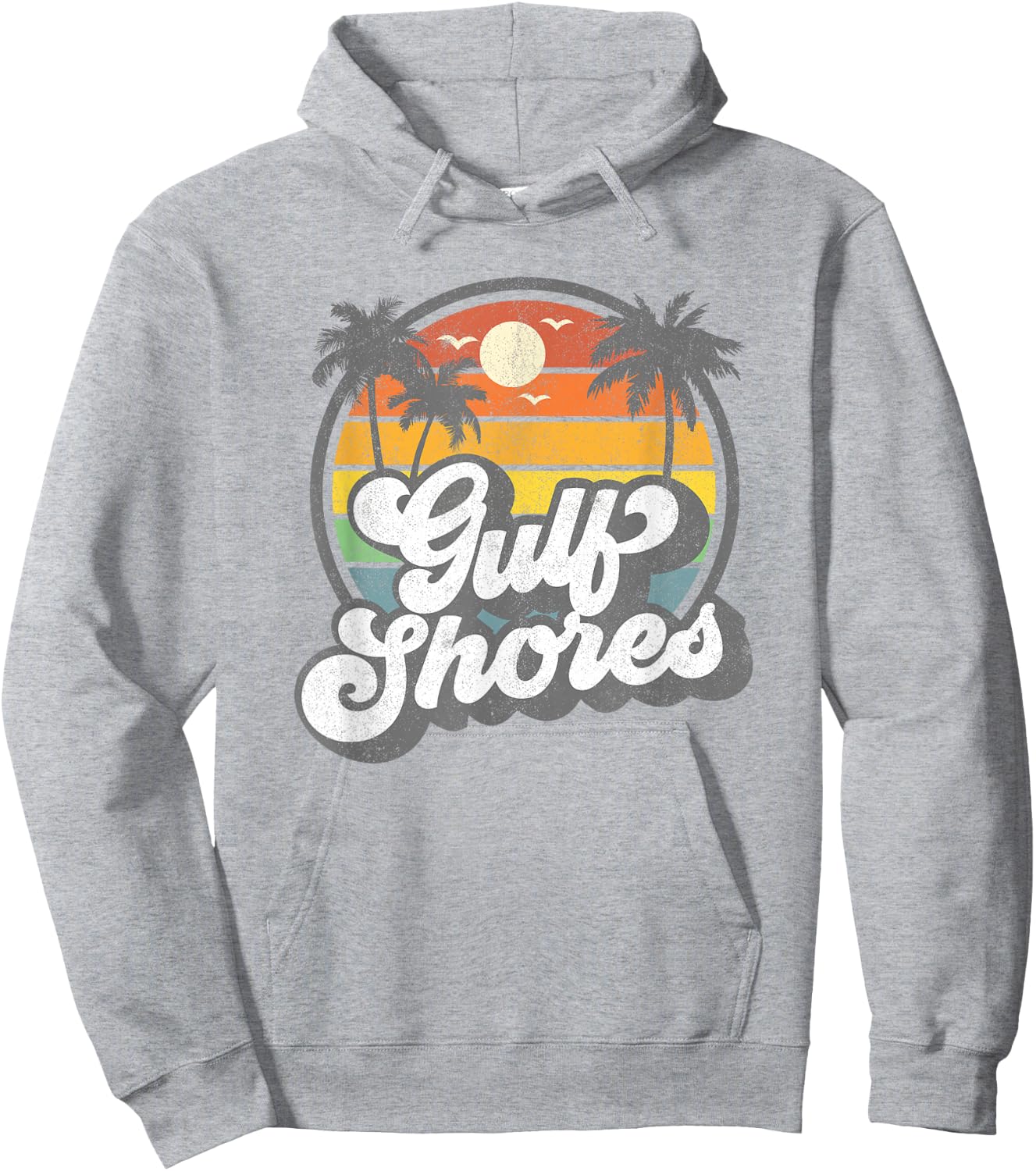 Gulf Shores Alabama Vacation Palm Tree Retro Beach 70s Gift Hoodie - Hoodie | Ash
