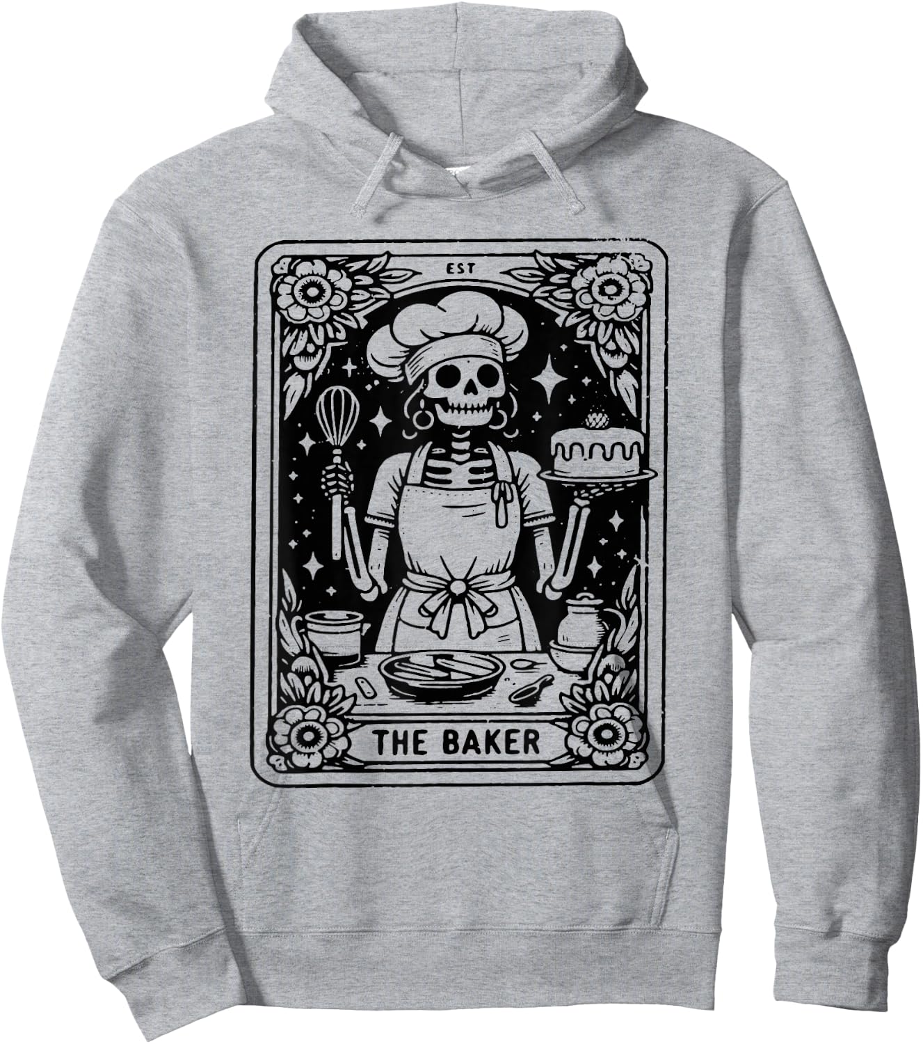 The Baker Tarot Card Skeleton Baking Skull Cook Witchy Chef Hoodie - Hoodie | Ash