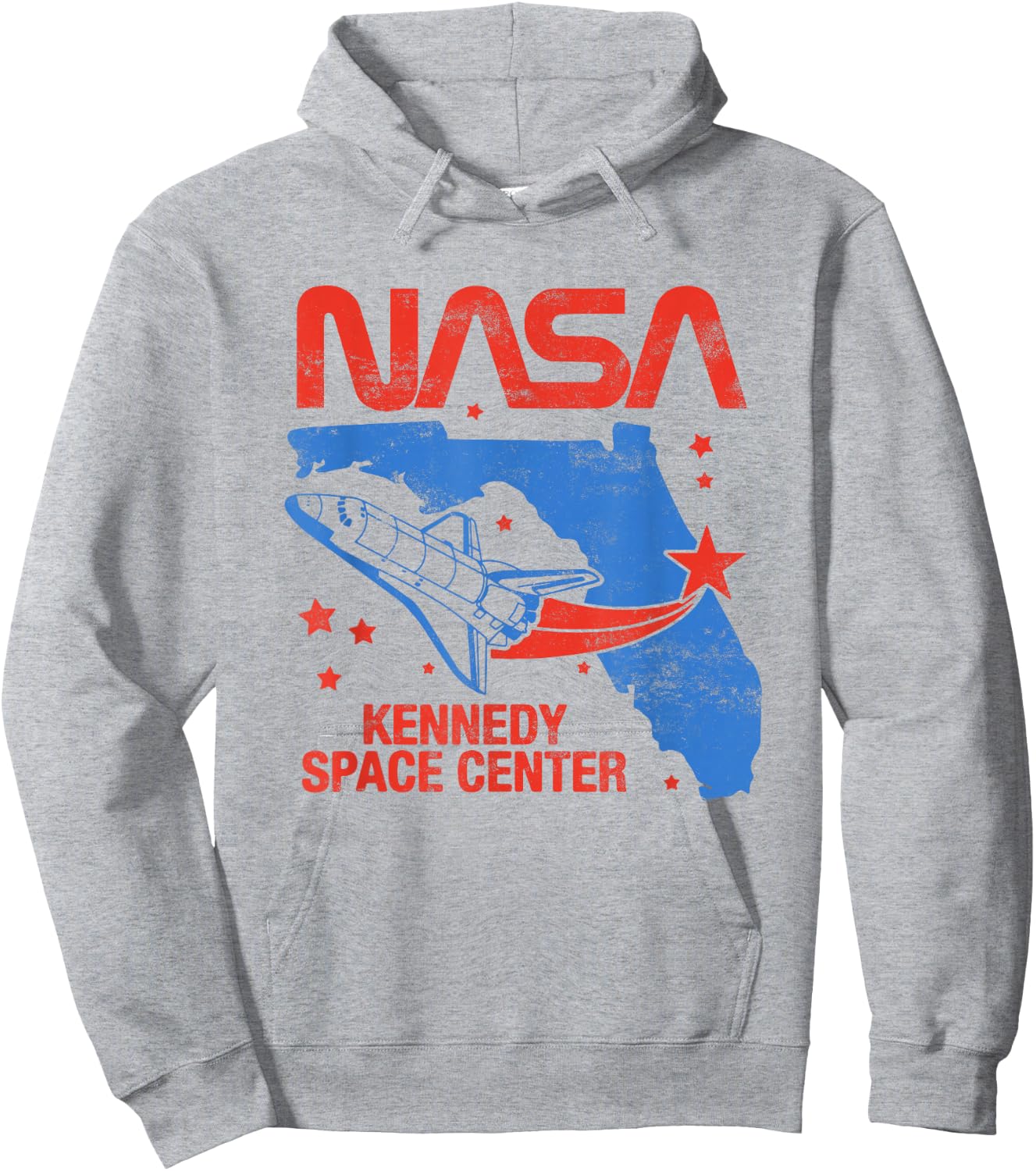 NASA Iconic Kennedy Space Center Vintage Big Chest Poster Hoodie - Hoodie | Ash