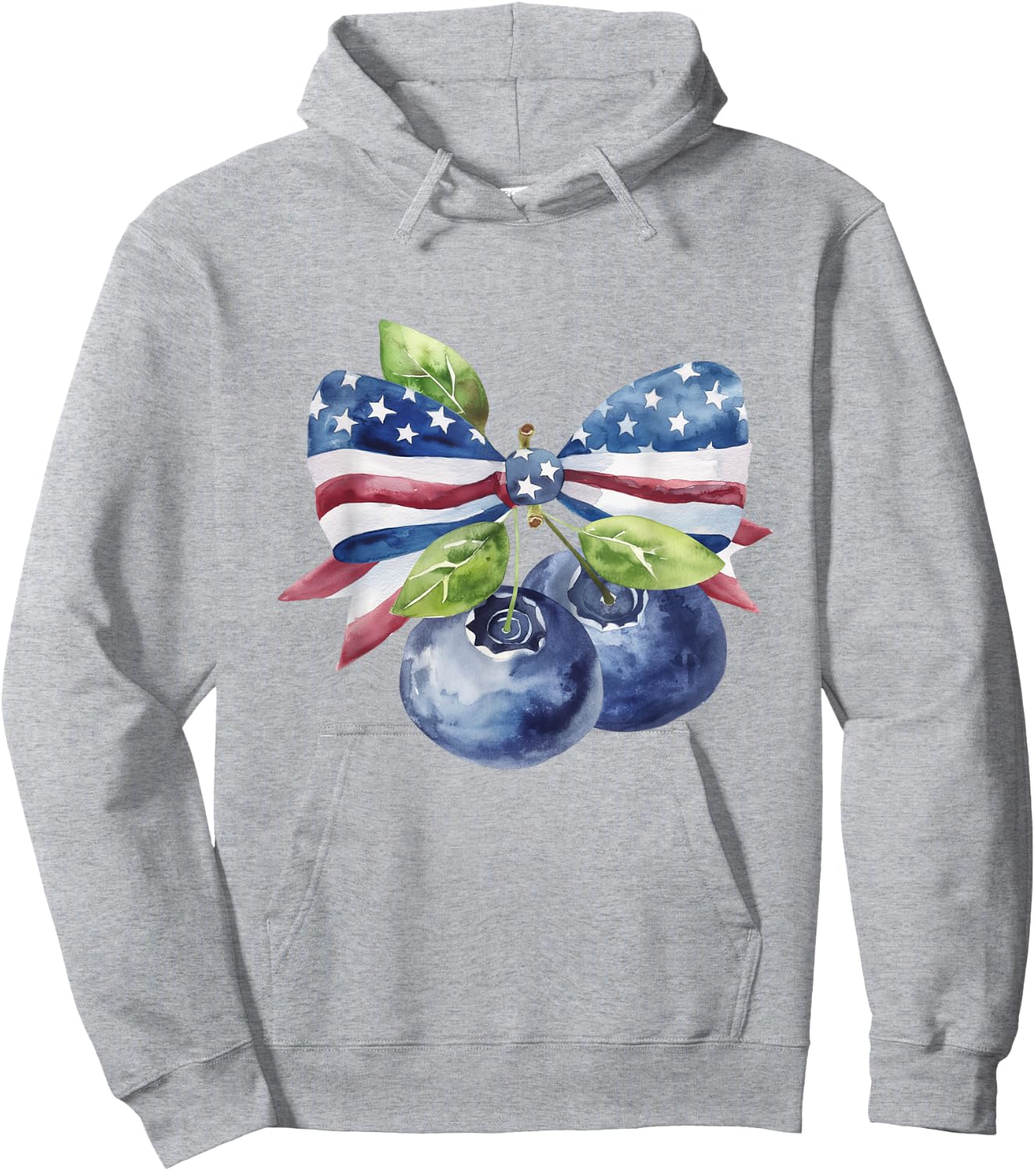 American Flag Coquette Bow Blueberry Patriotic 4th Of July Women Kids Men Hoodie - Hoodie | Ash