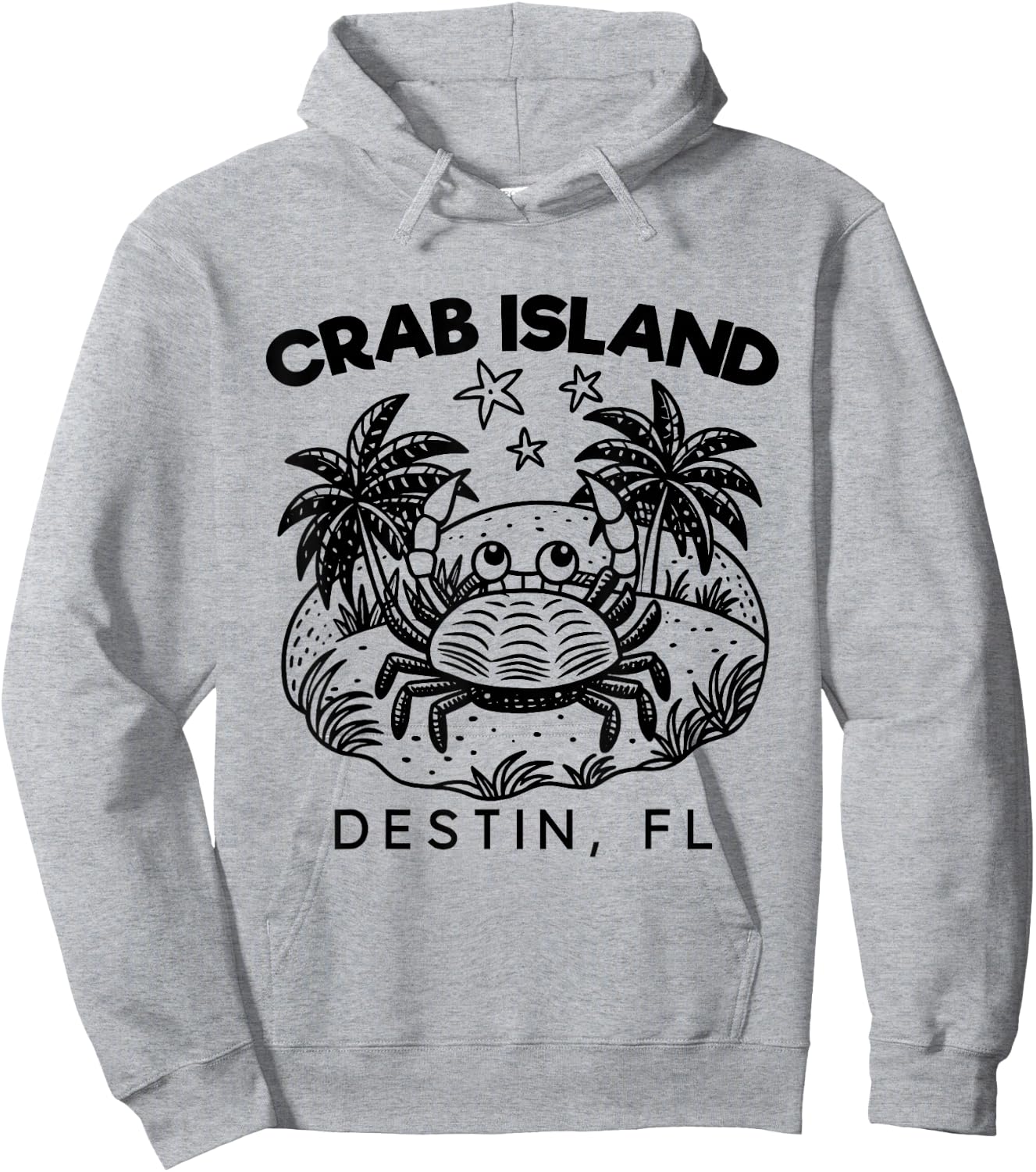 Island Crab, Sandbar Hangout, Destin Florida FL, Funny Crabs Hoodie - Hoodie | Ash