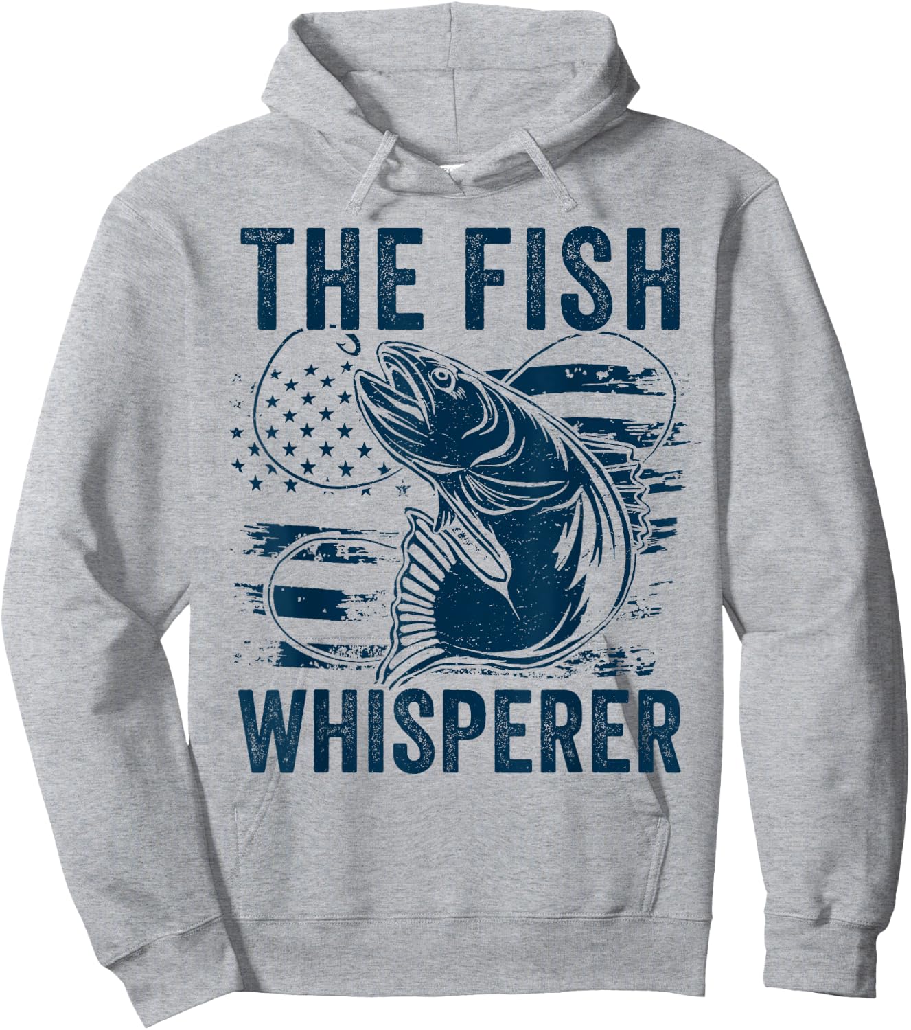 The Fish Whisperer US flag Funny Fishing Hoodie - Hoodie | Ash