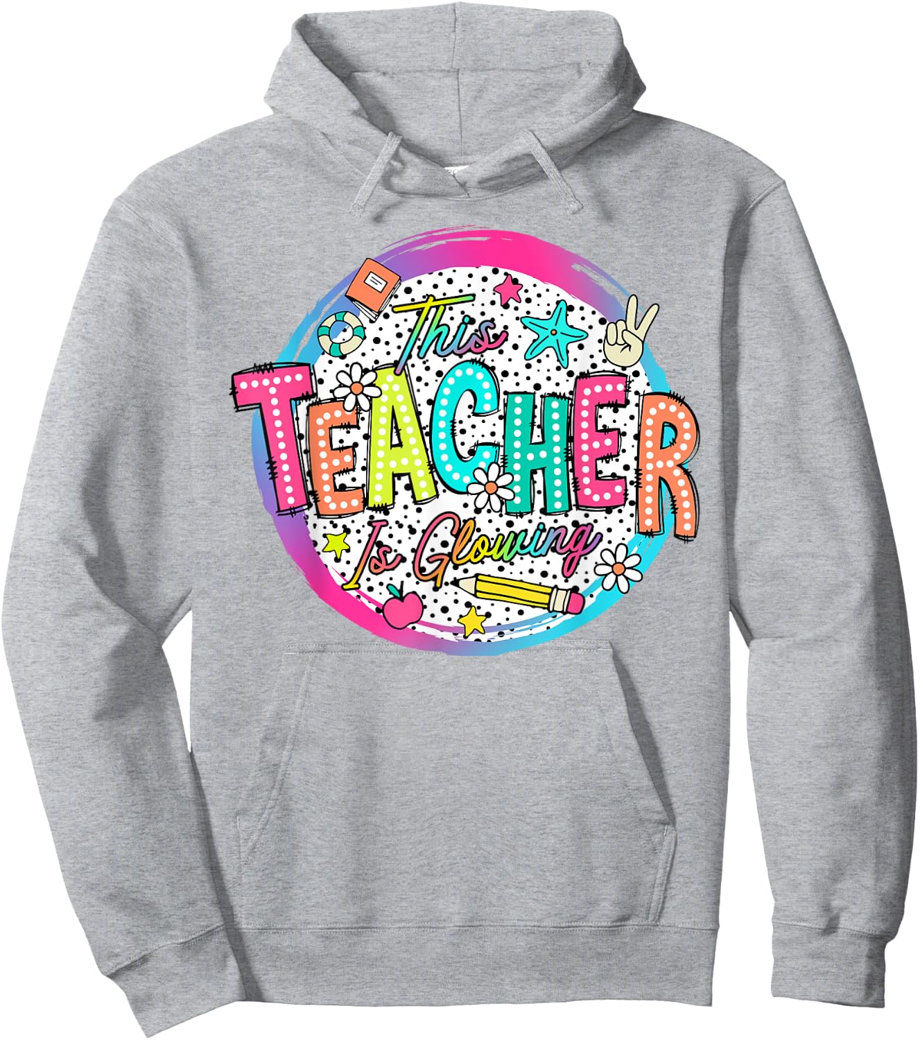 This Teacher Is Glowing Hello Summer Funny End Of School Women Hoodie - Hoodie | Ash