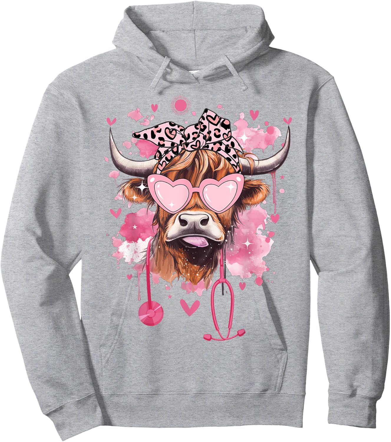 Cute Highland Cow Nurse Cow Lover Summer Break Nursing Funny Men Women Girls Kids Hoodie - Hoodie | Ash