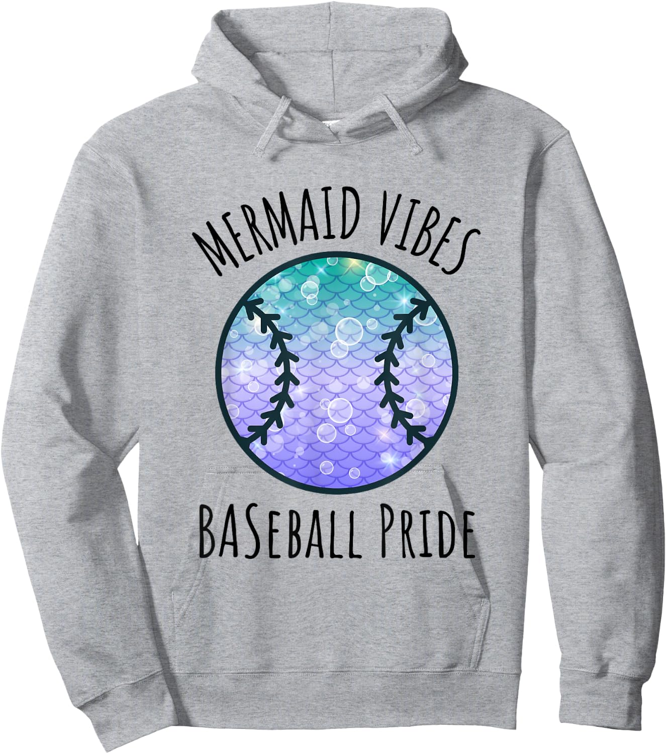 Mermaid Vibes Baseball Girl Fishtail Ocean Team Shell Games Hoodie - Hoodie | Ash