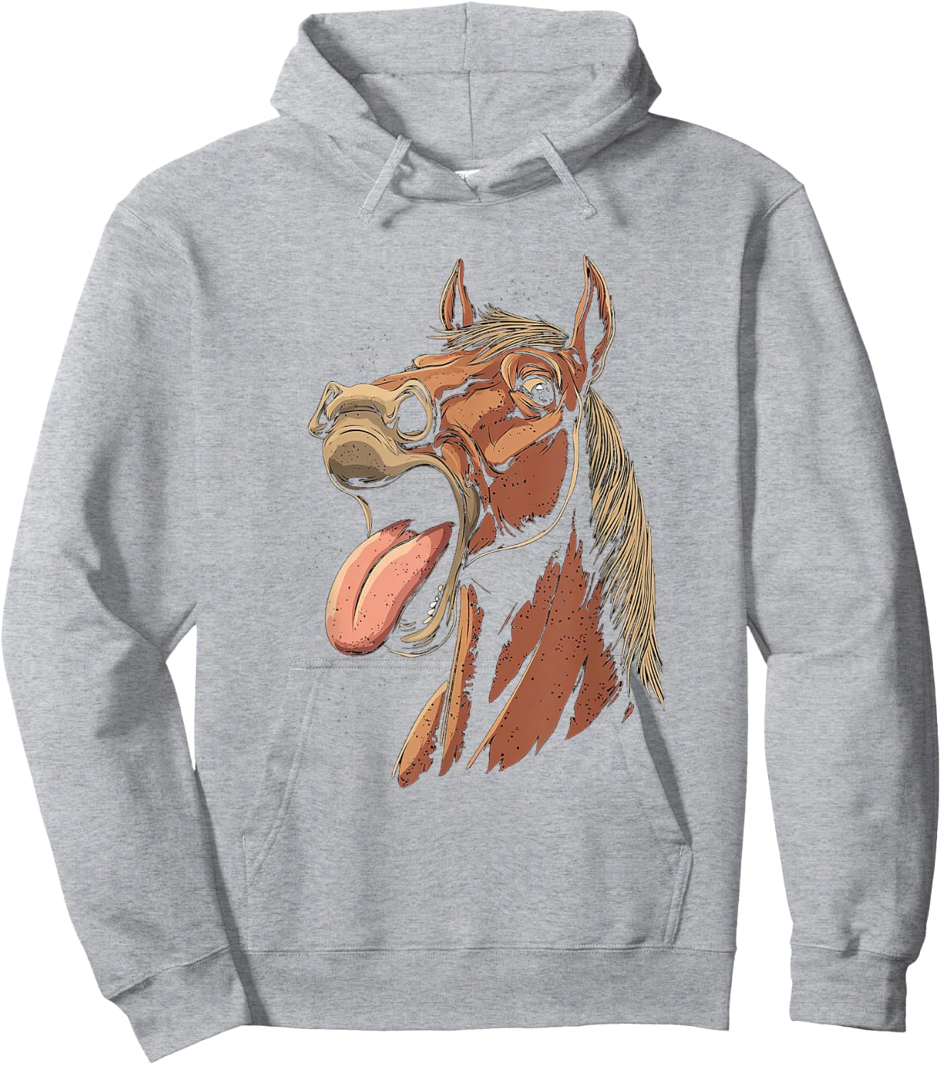 Cool Horse Showing Tongue Horses Riding on Horseback Girl Hoodie - Hoodie | Ash