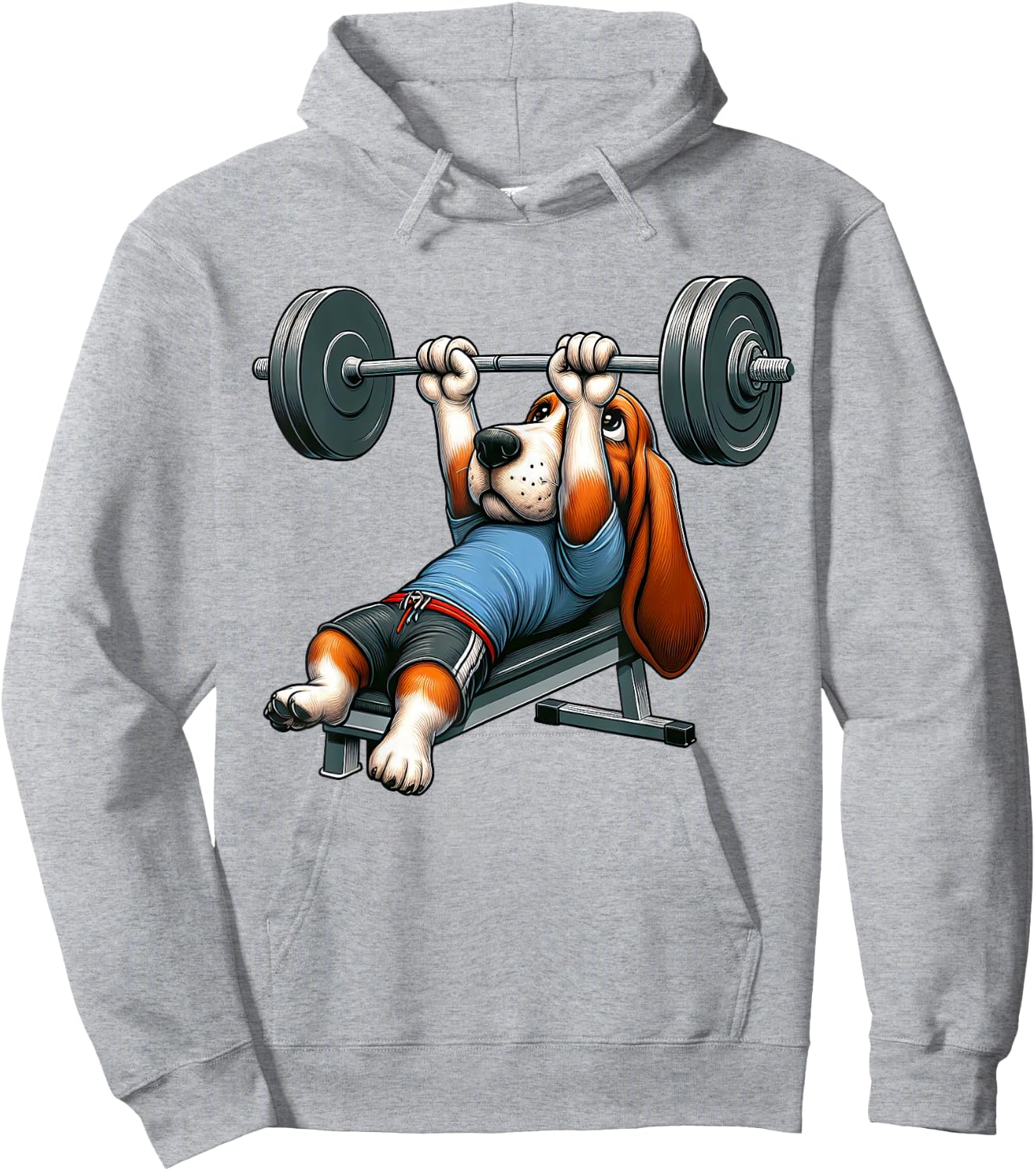 Basset Hound Weightlifting Fitness Gym Training Bodybuilding Hoodie - Hoodie | Ash