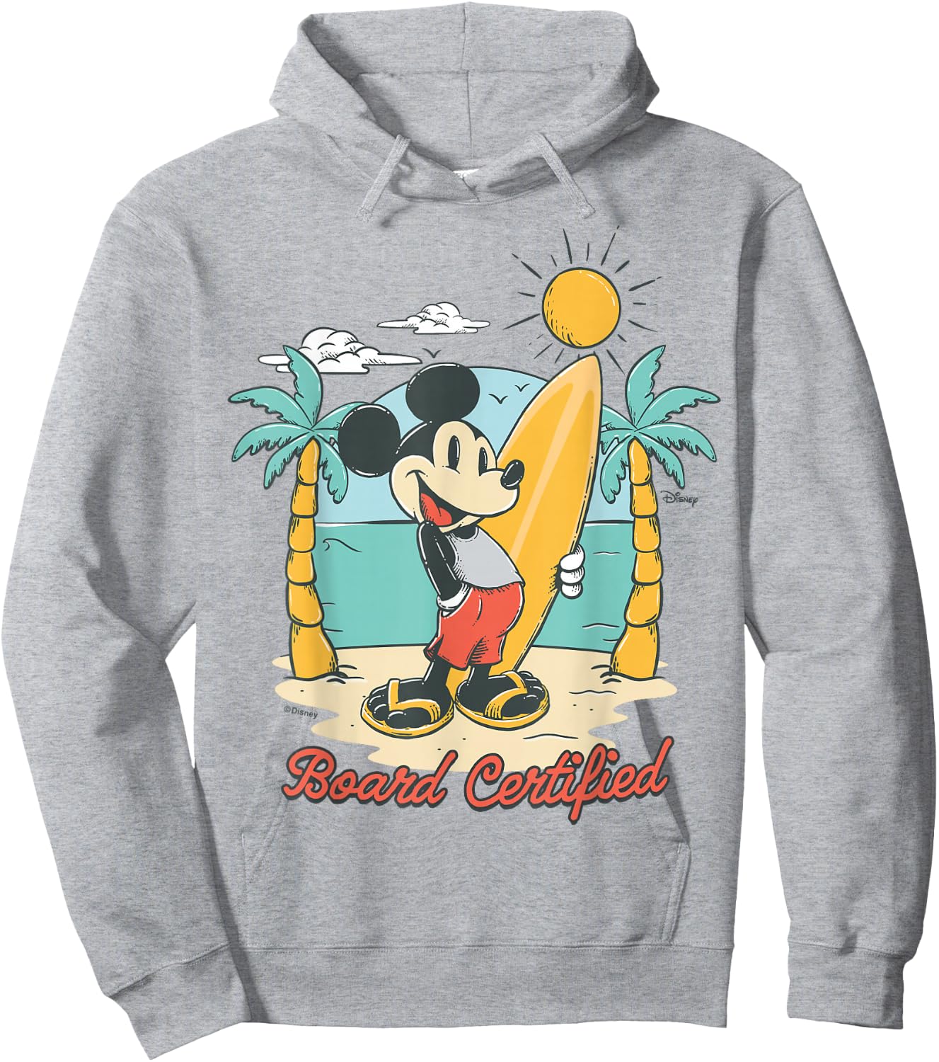 Mickey Mouse - Surfboard Certified Summer Beach Graphic Hoodie - Hoodie | Ash