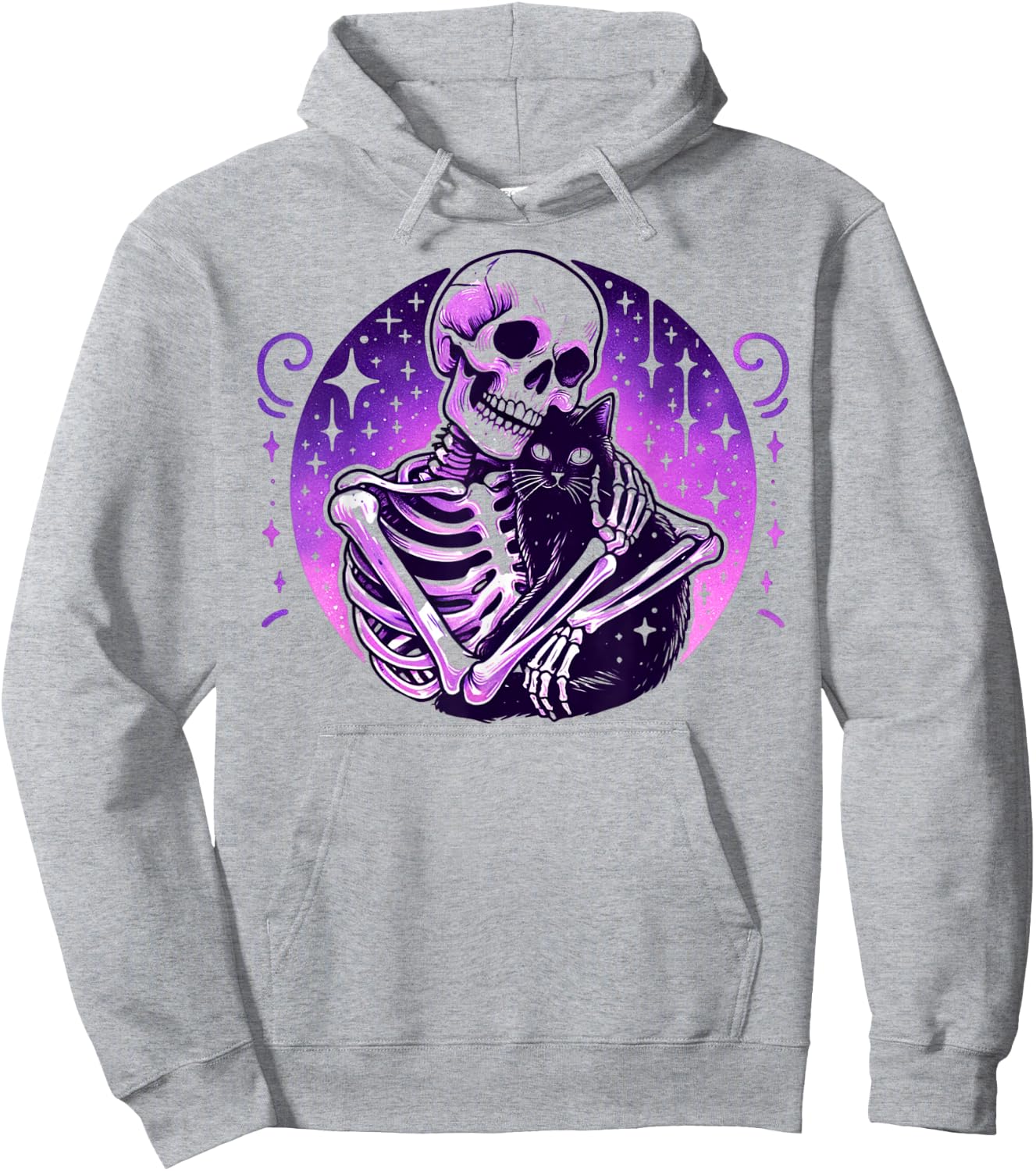Skeleton Cute Cat Skull Kitty Goth Halloween Women Hoodie - Hoodie | Ash