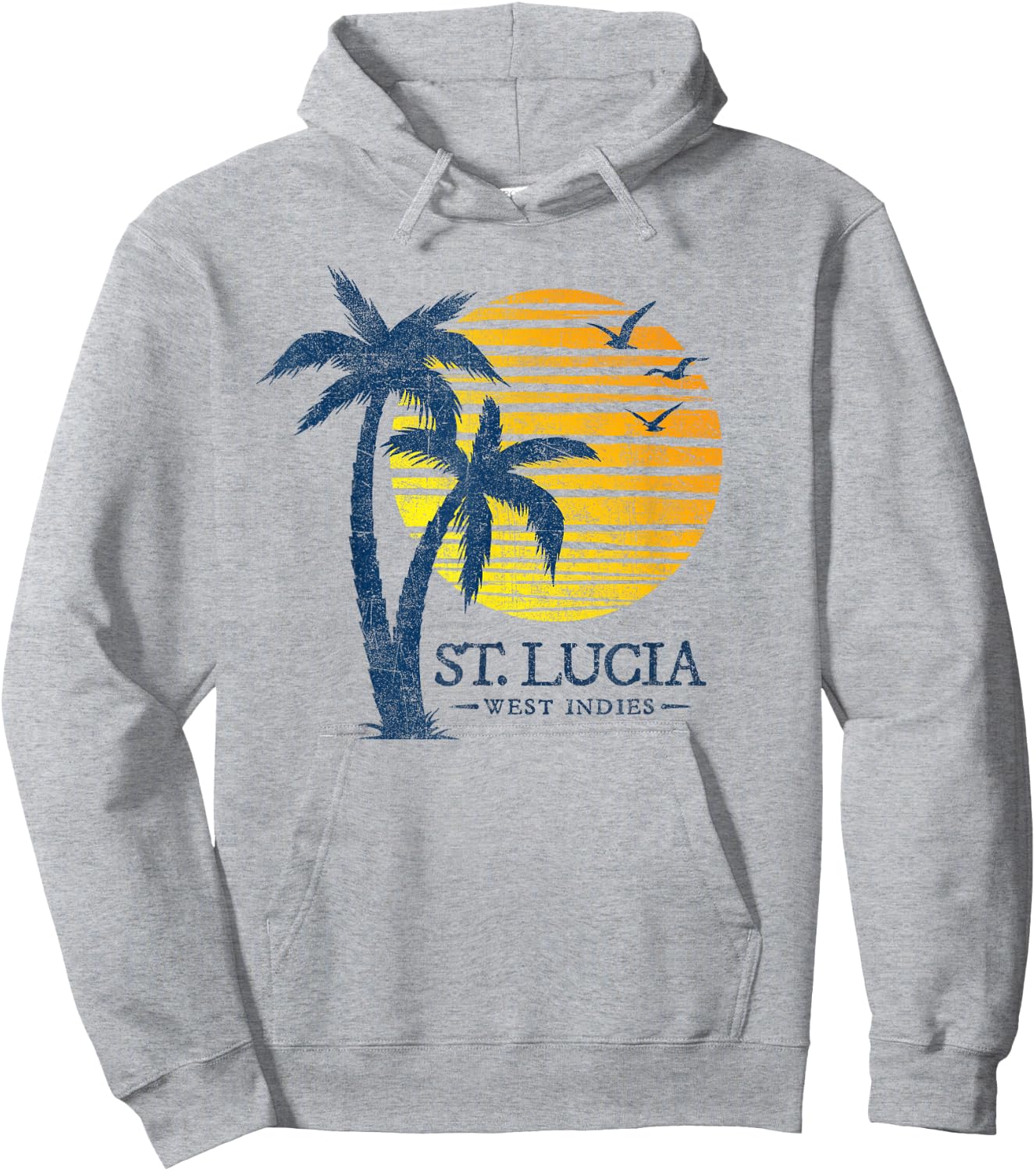 Retro St Lucia Beach Sunset Boys Girls Souvenir Hoodie - Hoodie | Ash