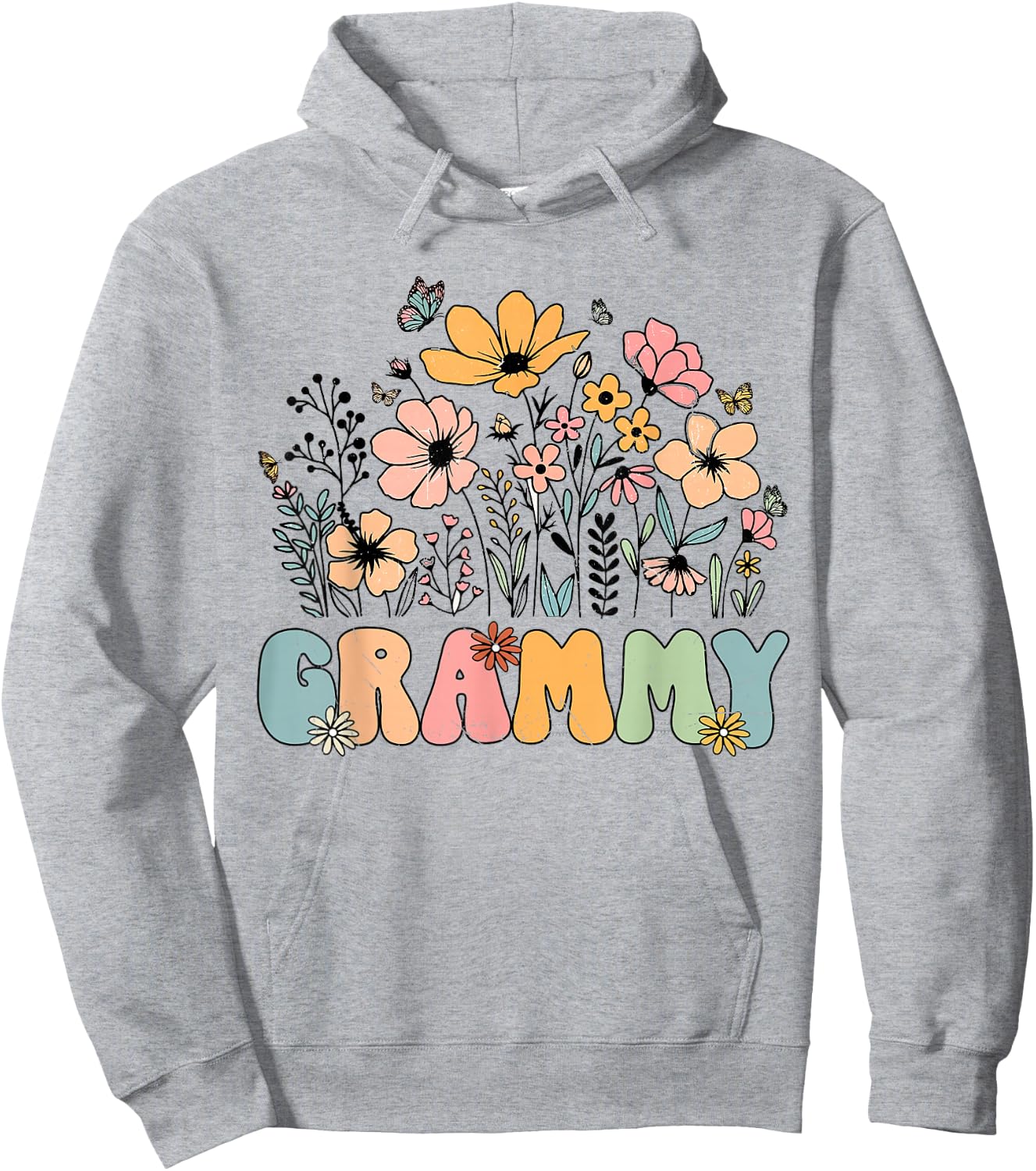 Wildflower Grammy shirt Grammie Grandmother Announcement Hoodie - Hoodie | Ash