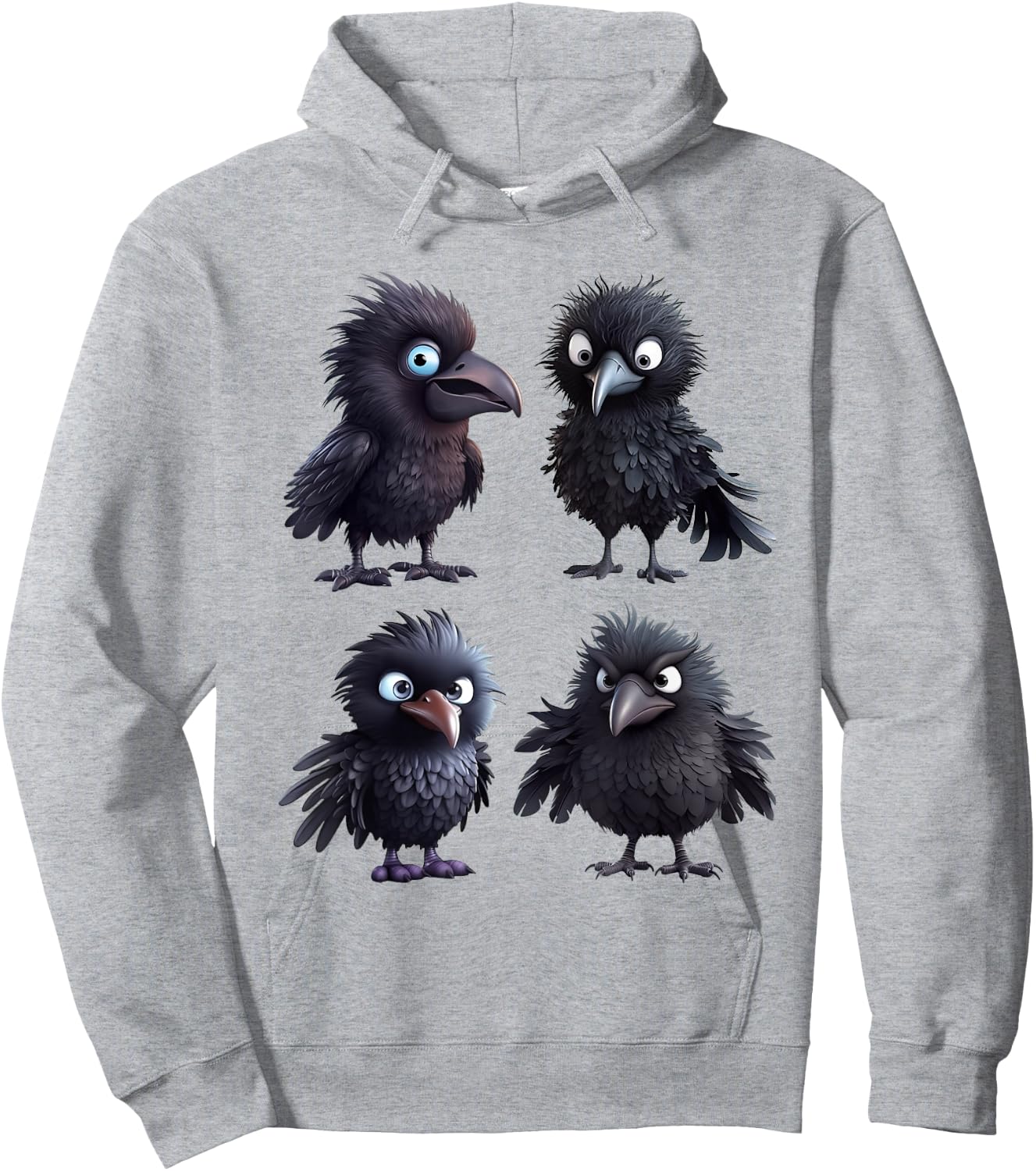 Funny Goth Raven Graphic Women Men Kids Cute Raven Pattern Hoodie - Hoodie | Ash
