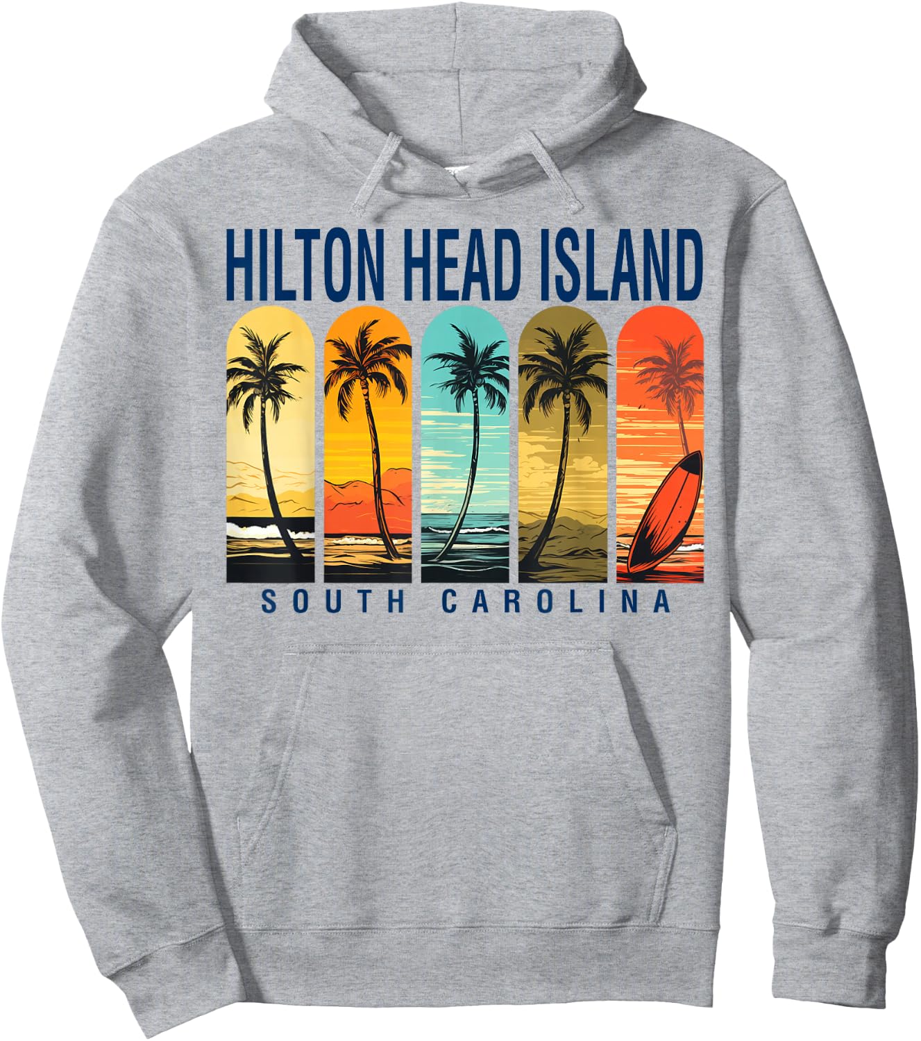 Hilton Head Island Beach South Carolina Surfing Graphic Hoodie - Hoodie | Ash
