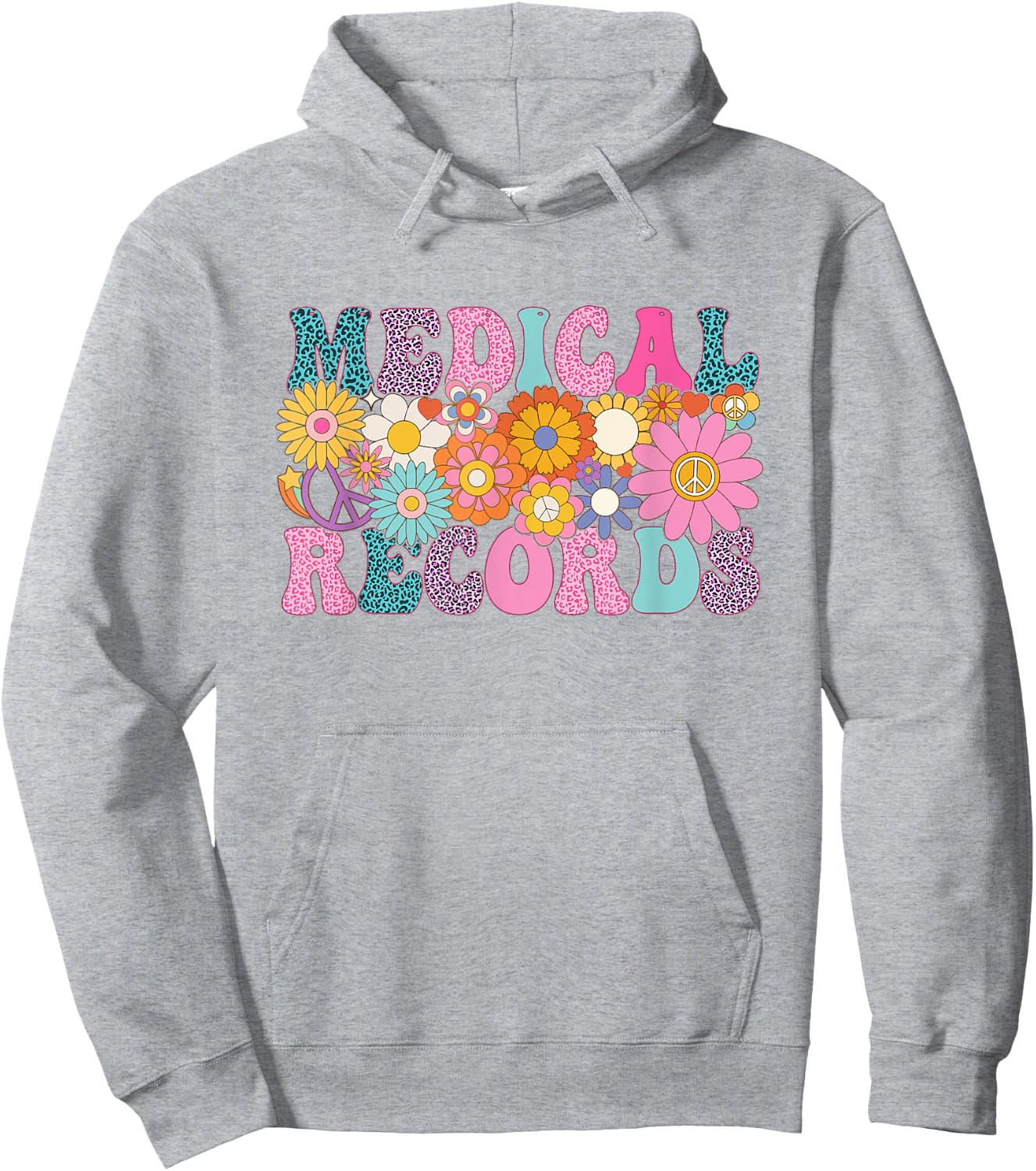 Medical Records Week Groovy Leopard Appreciation Day Women Hoodie - Hoodie | Ash