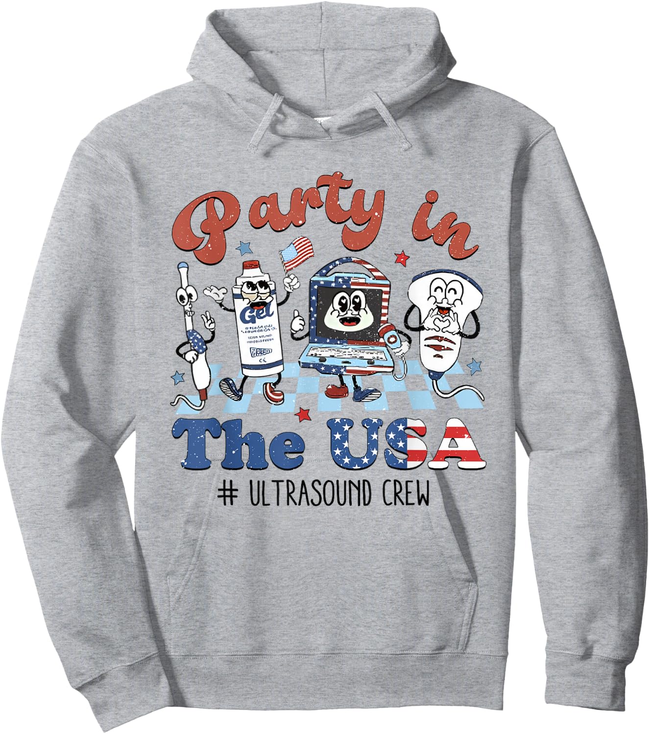 Women Retro Ultrasound Tech 4th of July Sonographer RDMS Hoodie - Hoodie | Ash