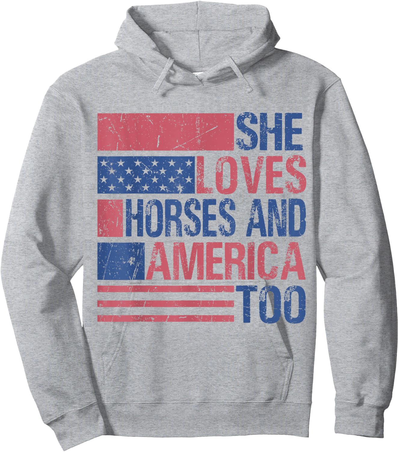 She Loves Horses And America Too Fun Horse Lover 4th of July Hoodie - Hoodie | Ash