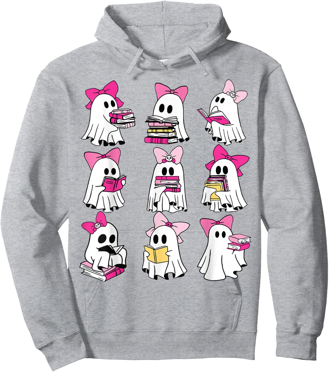 Halloween Pink Ghost Read More Books Spooky Boo Teacher Kids Hoodie - Hoodie | Ash