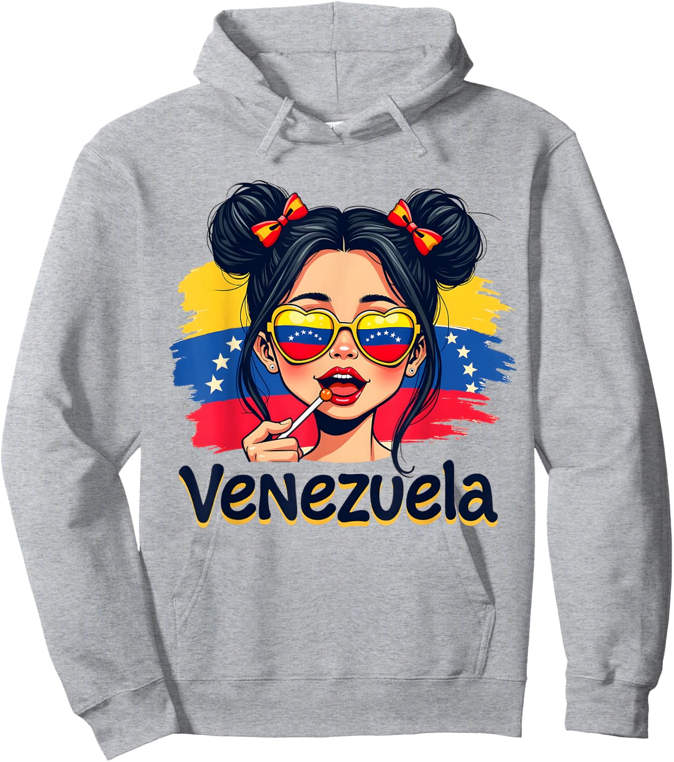 Messy Bun Girl Venezuela Pride Latina Venezuelan Women Girls Hoodie - Hoodie | Ash