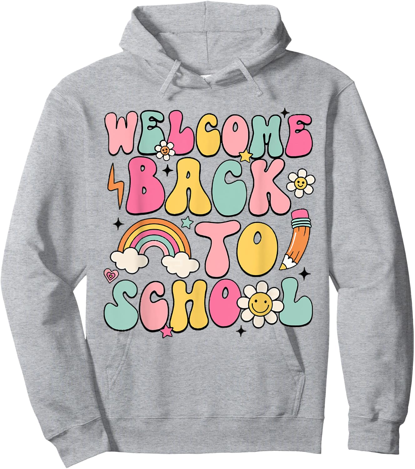 Retro Welcome Back to School Teacher Appreciation Boys Girls Hoodie - Hoodie | Ash