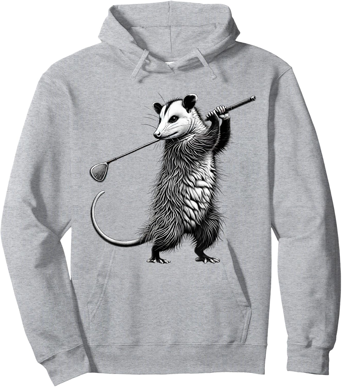 Vintage Possum Playing Golf Opossum Lover Golfer Hoodie - Hoodie | Ash