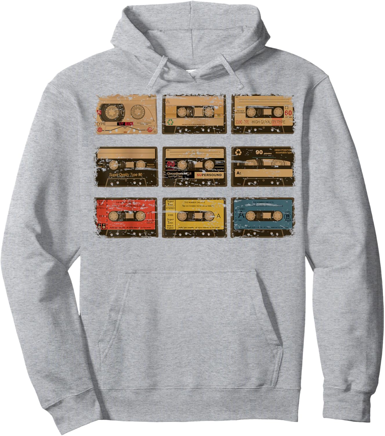 Nine Vintage Cassette Tapes Shirt | Cute Old Cartridges Gift Hoodie - Hoodie | Ash