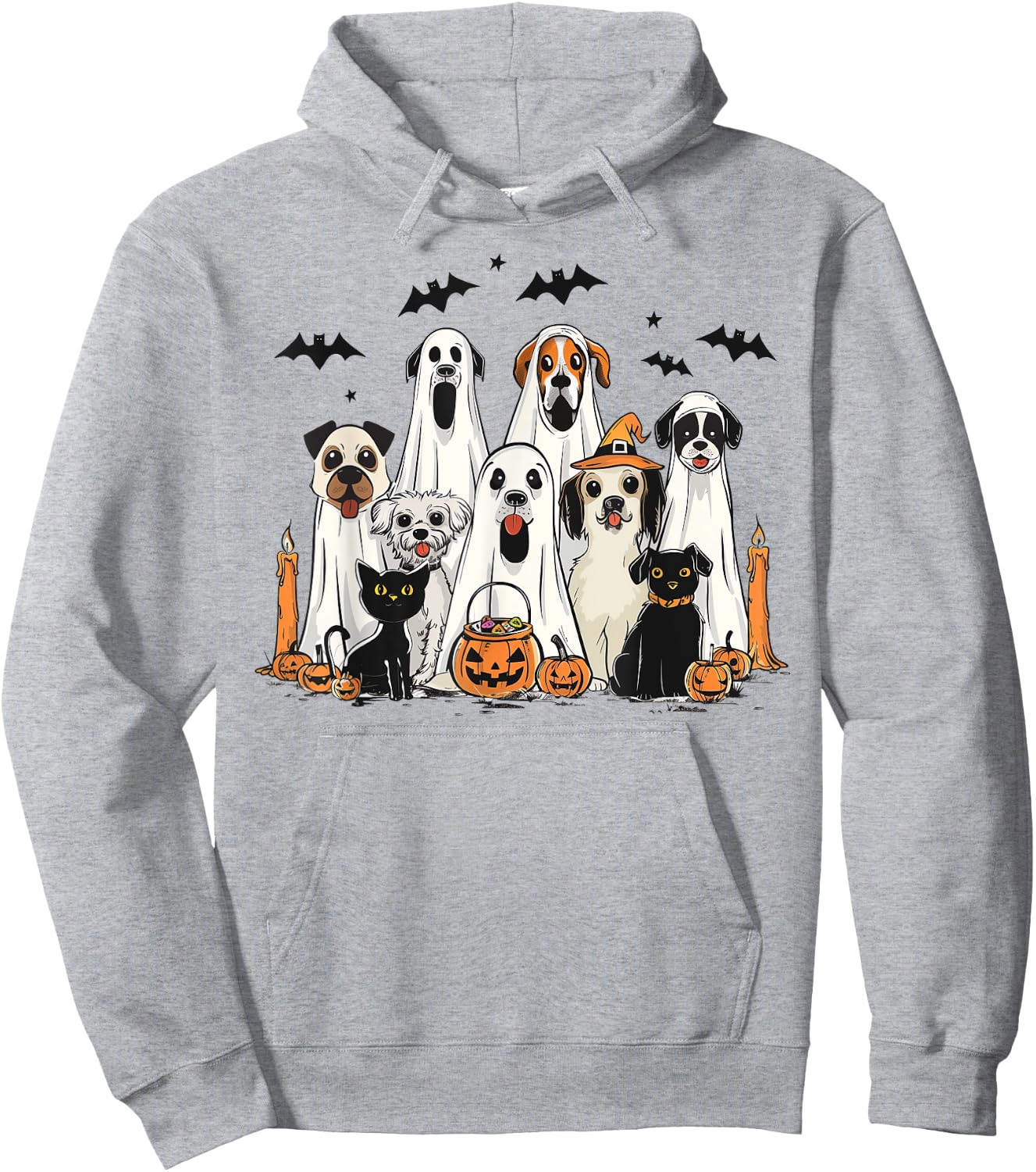 Dog Ghost Cute Dog Dressed As Ghost Funny Halloween Dog Hoodie - Hoodie | Ash