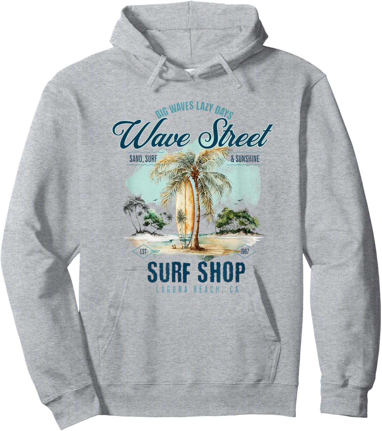 Wave Street Surf Vintage Summertime Vacation Beach Surf Women Kids Hoodie - Hoodie | Ash