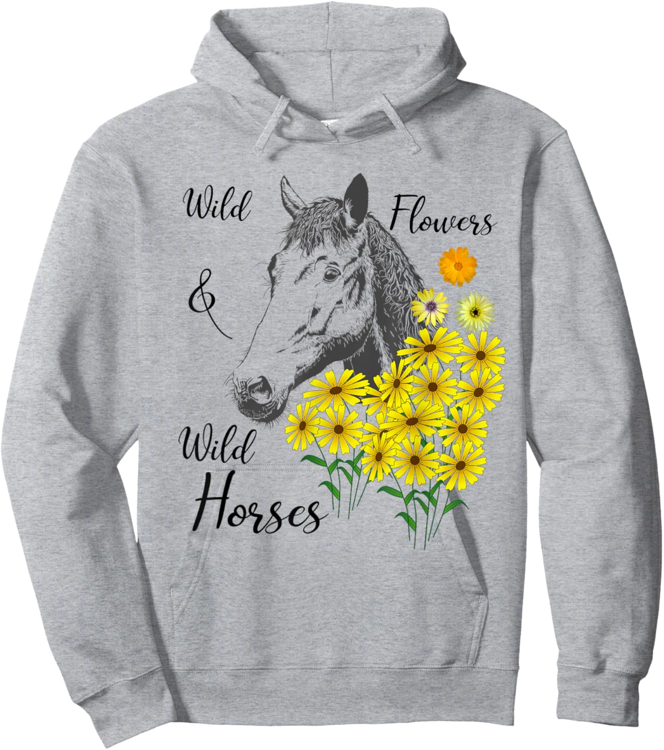 Wildflowers & Wild Horses Western Shirt Hoodie - Hoodie | Ash