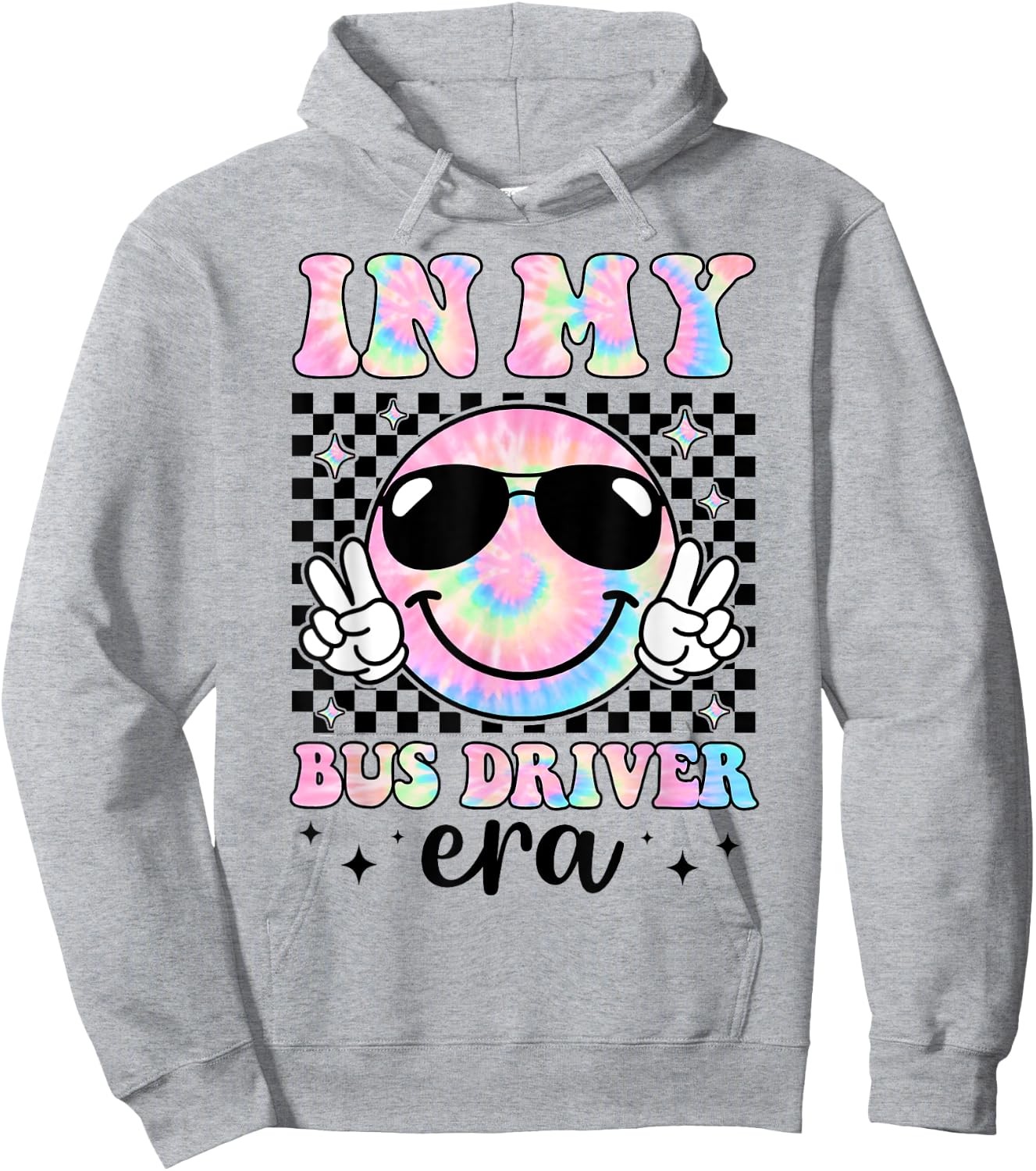 In My Bus Driver Era Groovy Tie Dye Back To School Funny Hoodie - Hoodie | Ash