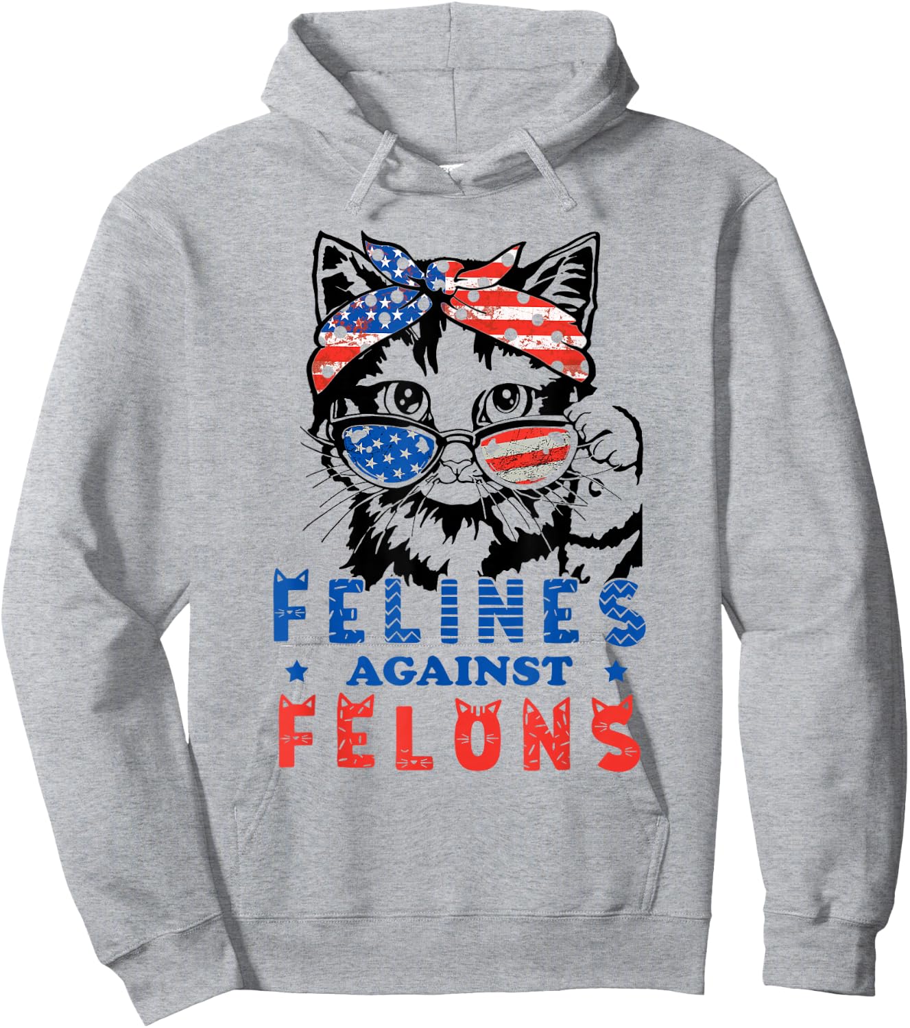 Funny Cat Felines Against Felons Hoodie - Hoodie | Ash