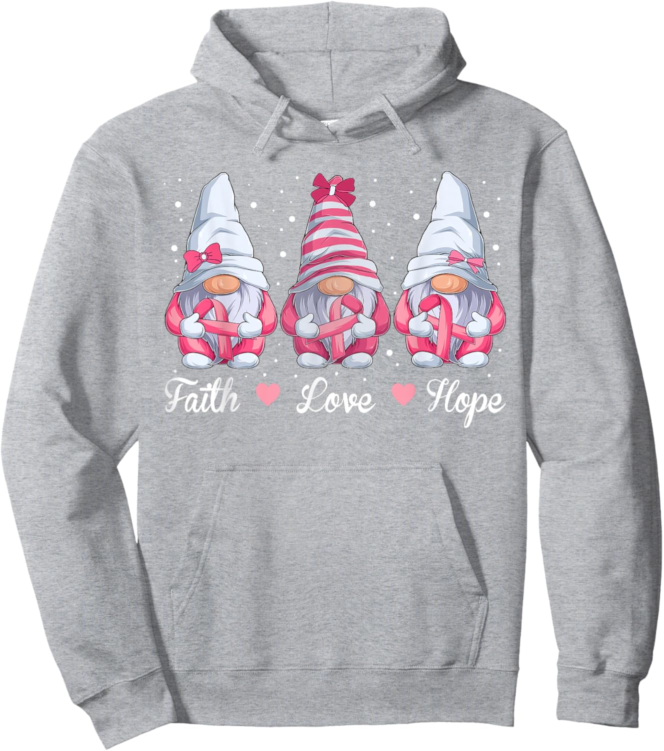 Breast Cancer Awareness, Gnomes Pink Ribbon Girls Hoodie - Hoodie | Ash