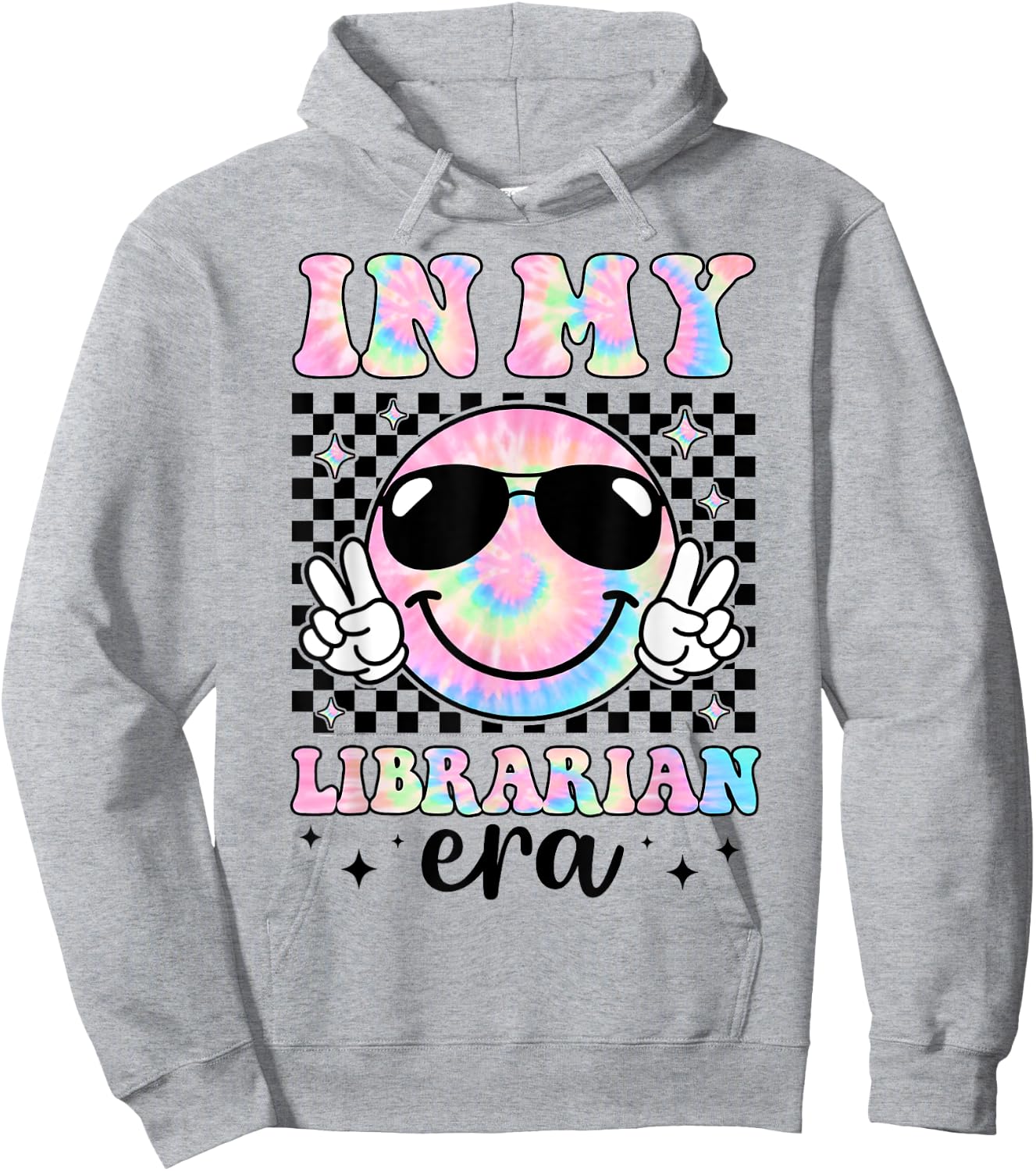 In My Librarian Era Groovy Tie Dye Back To School Funny Hoodie - Hoodie | Ash