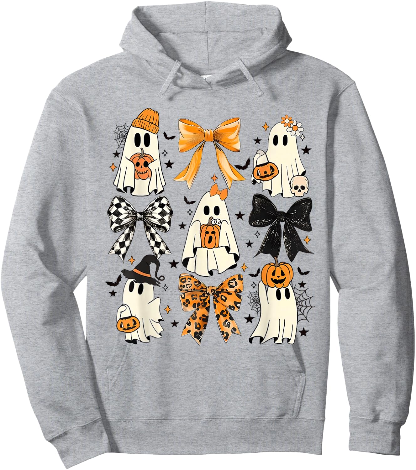 Coquette Bow Boo Witch Halloween Spooky Season Girls Hoodie - Hoodie | Ash