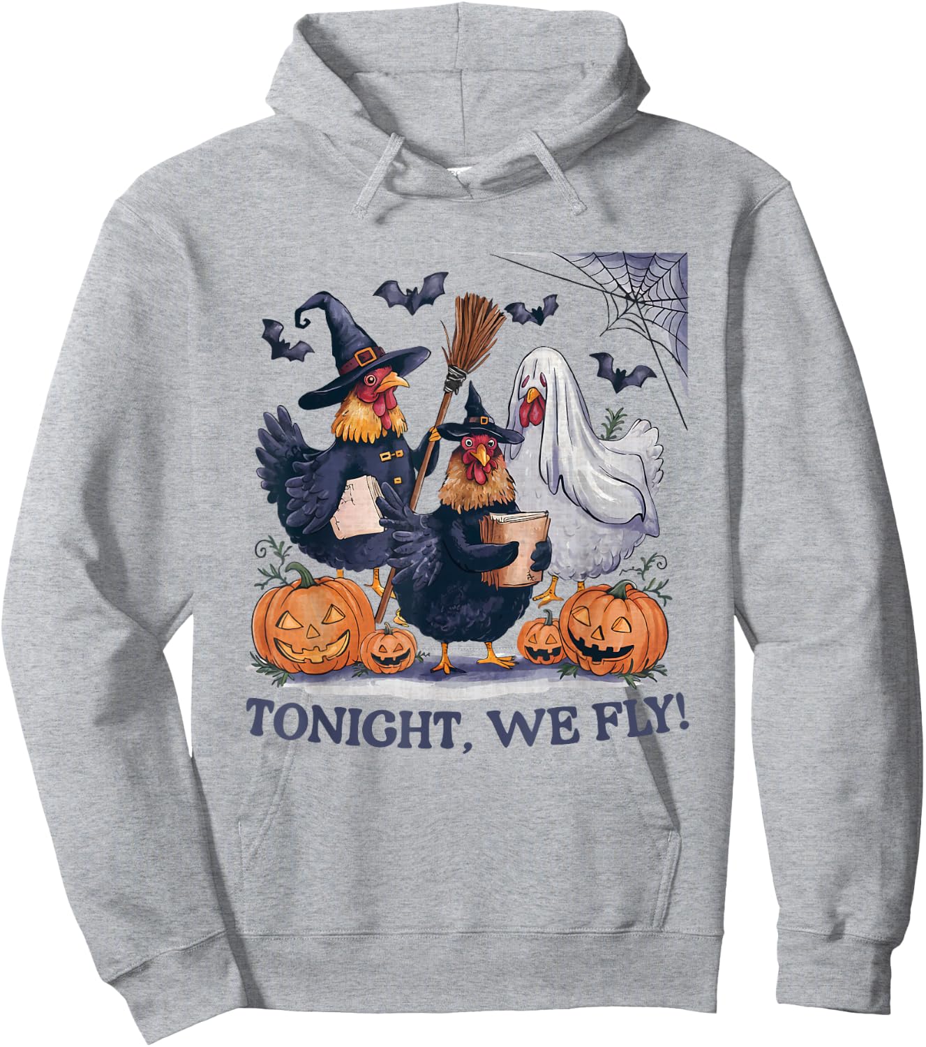 Tonight We Fly Halloween Chicken Spooky Farm Animals Lover Hoodie - Hoodie | Ash