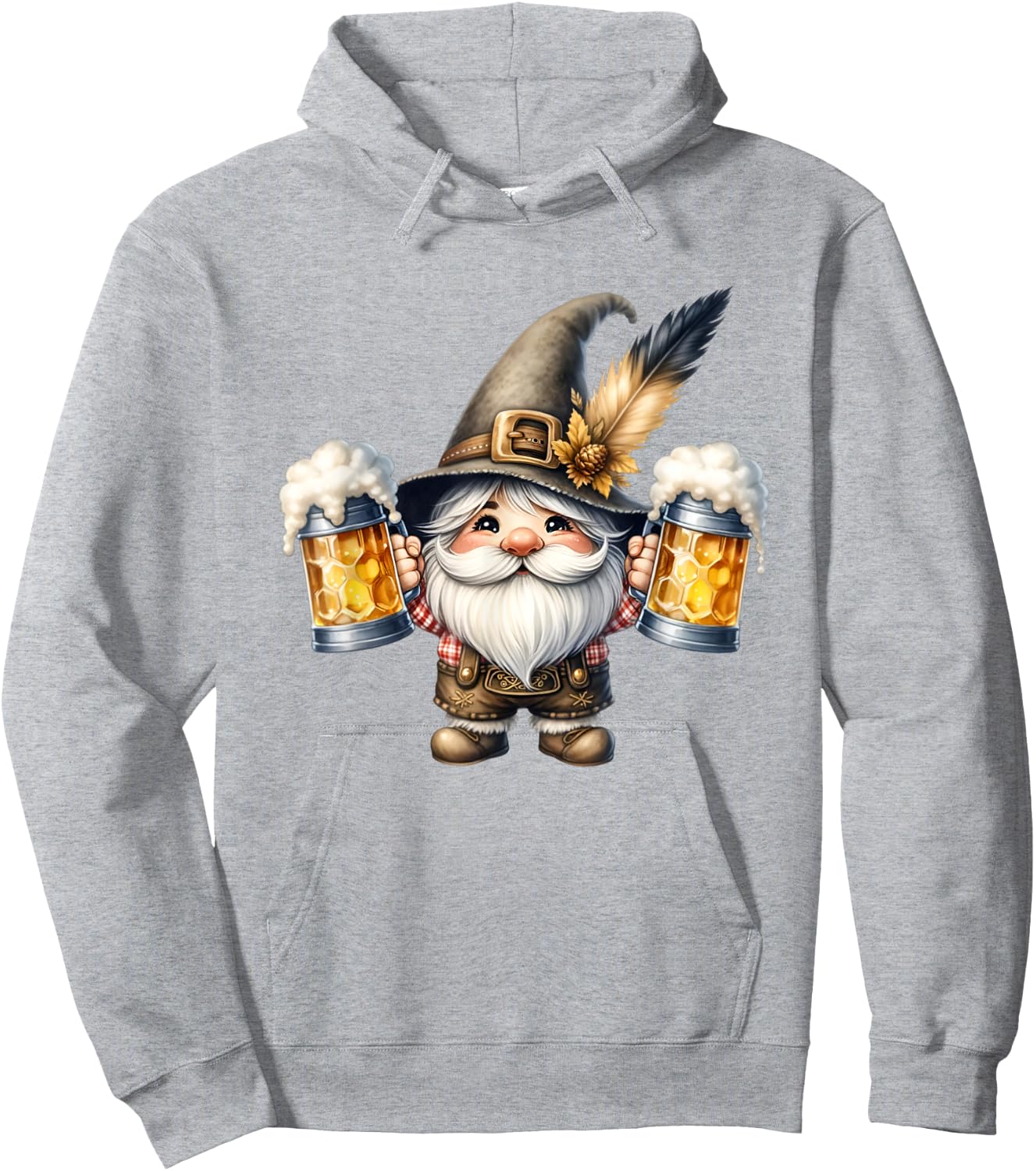 Funny Oktoberfest Graphic And Men German Gnome Hoodie - Hoodie | Ash
