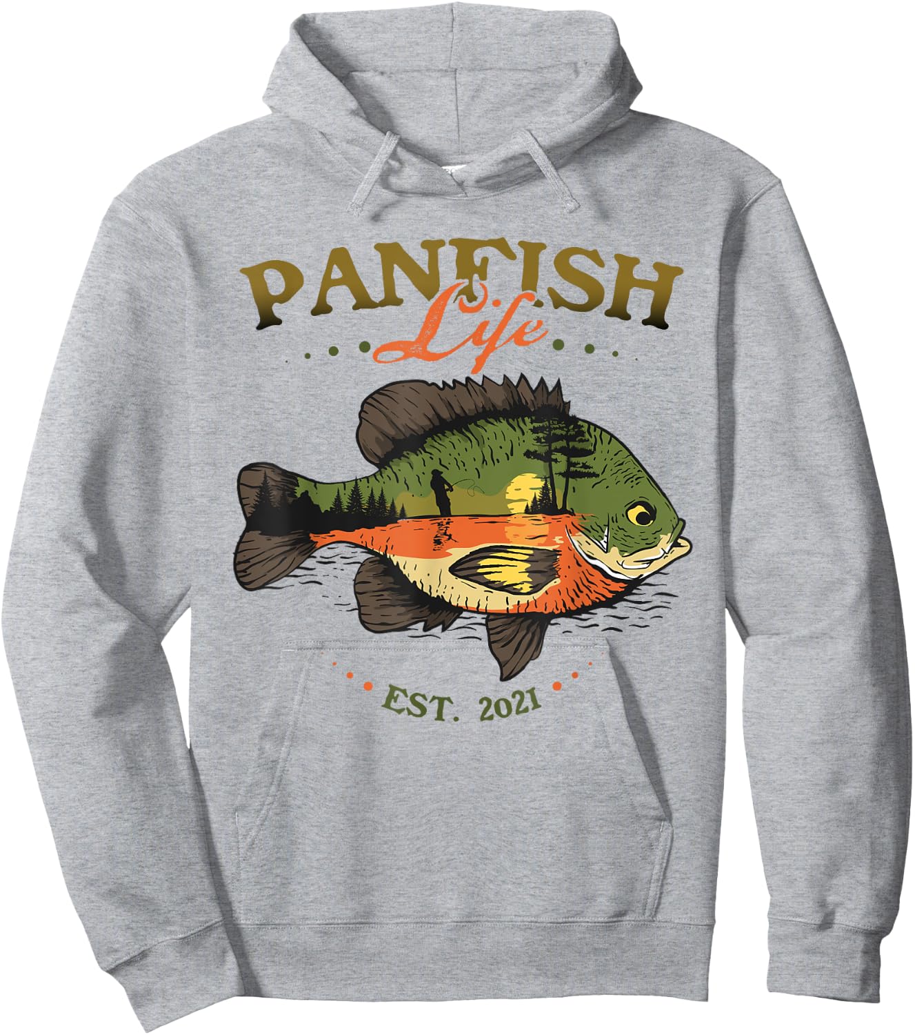 Bluegill Fish Panfish Life Est 2021 Fishing Fisherman Hoodie - Hoodie | Ash
