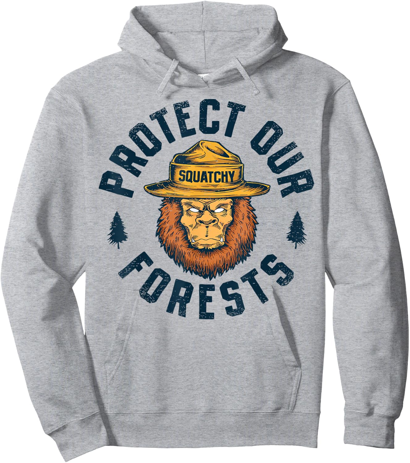 Bigfoot Protect Our Forests National Park Retro Sasquatch Hoodie - Hoodie | Ash