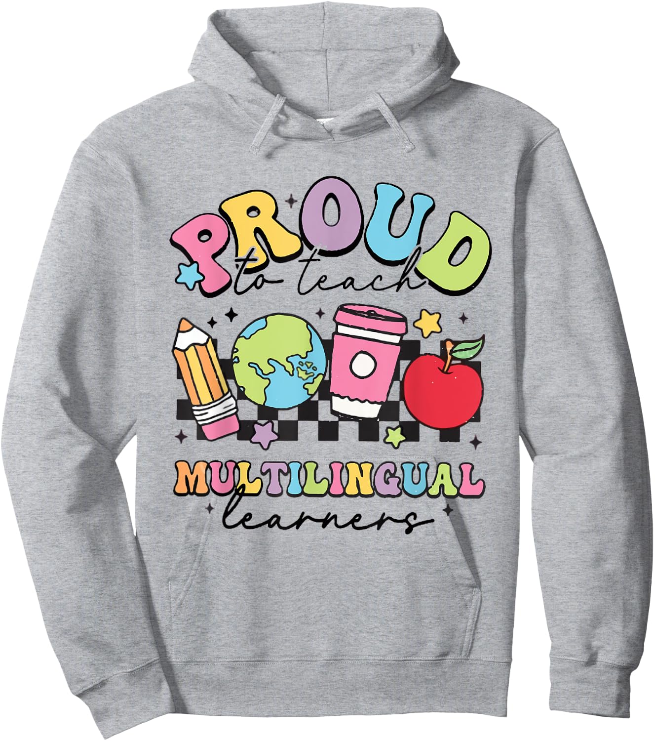 Retro Proud To Teach Multilingual Learners English Teacher Hoodie - Hoodie | Ash