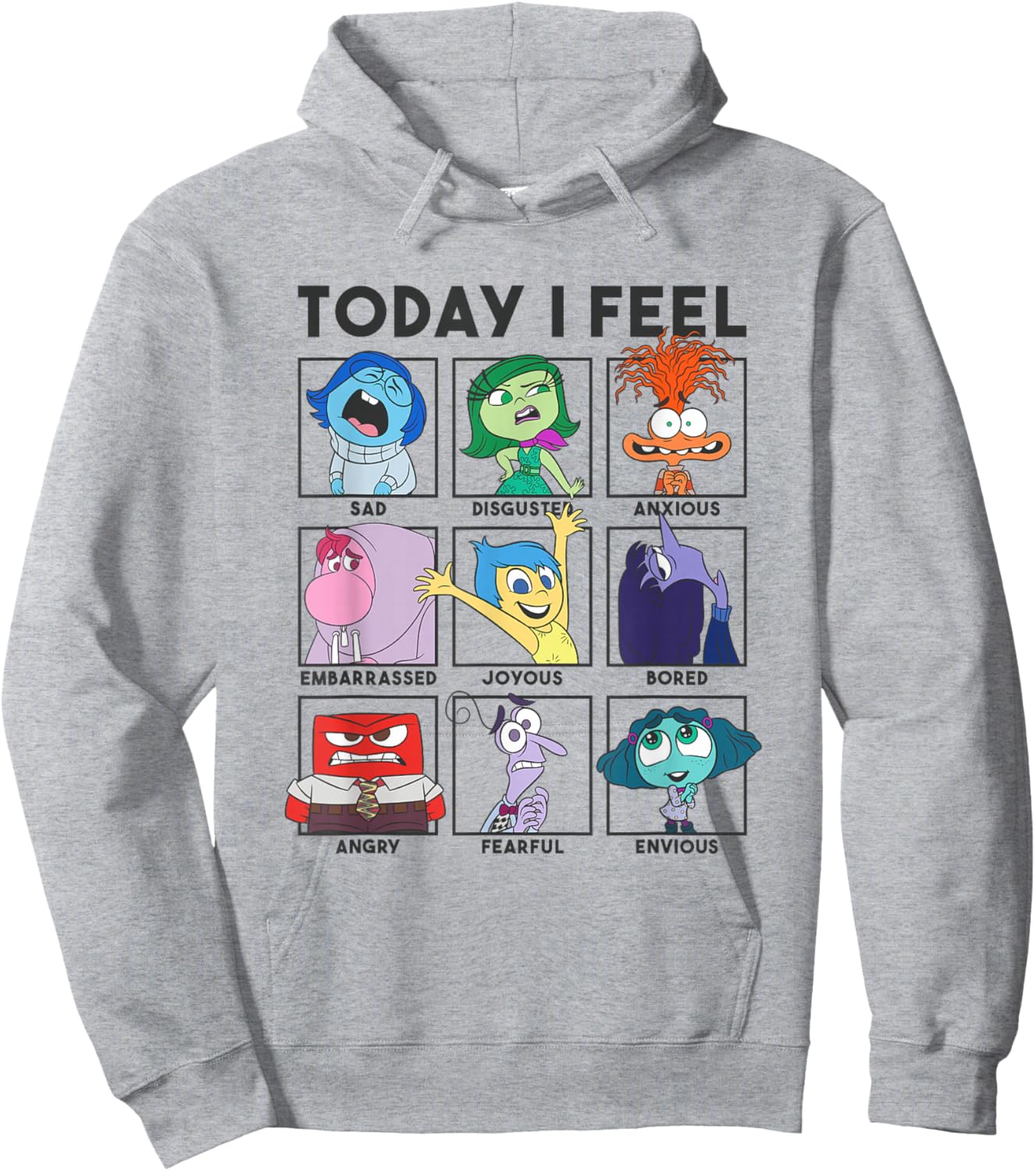 Disney Pixar Inside Out 2 Today I Feel... Vintage Panels Hoodie - Hoodie | Ash