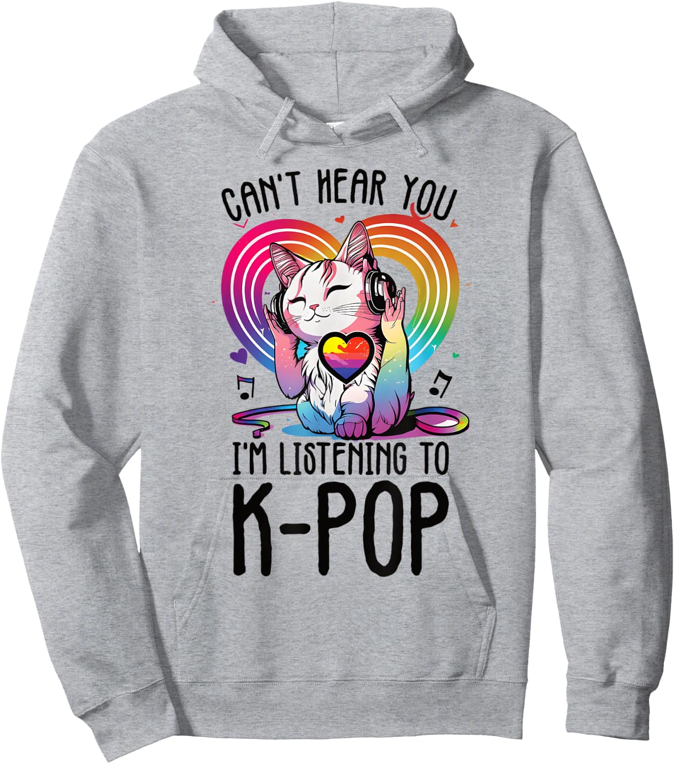 Powered By Kpop Merchandise Cat K-Pop Fashion Fangirls Hoodie - Hoodie | Ash