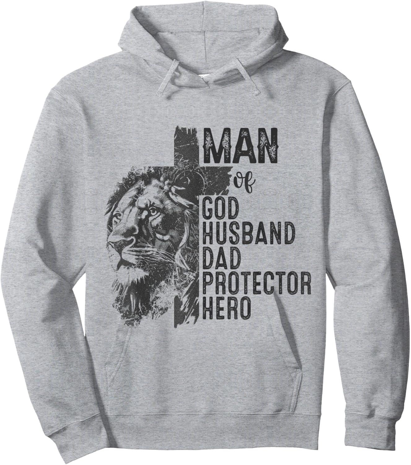 Man Of God Husband Daddy Protector Hero Lion Father's Day Hoodie - Hoodie | Ash