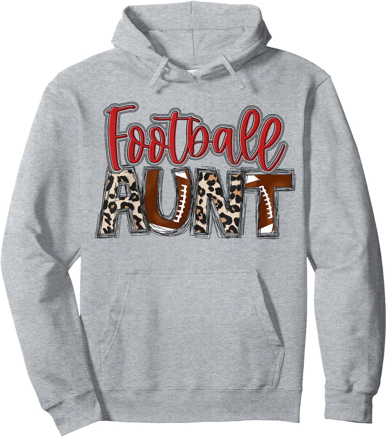 Football Aunt Leopard Red Auntie Family Football Player Hoodie - Hoodie | Ash