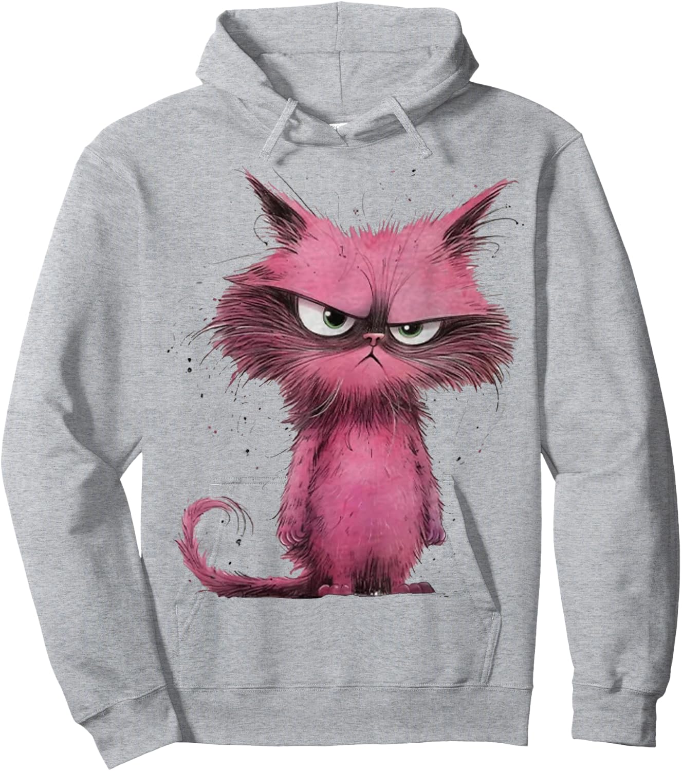 Funny Pink - Cat Angry Grumpy Cute Pet Cat lover Women Girls Kids Hoodie - Hoodie | Ash